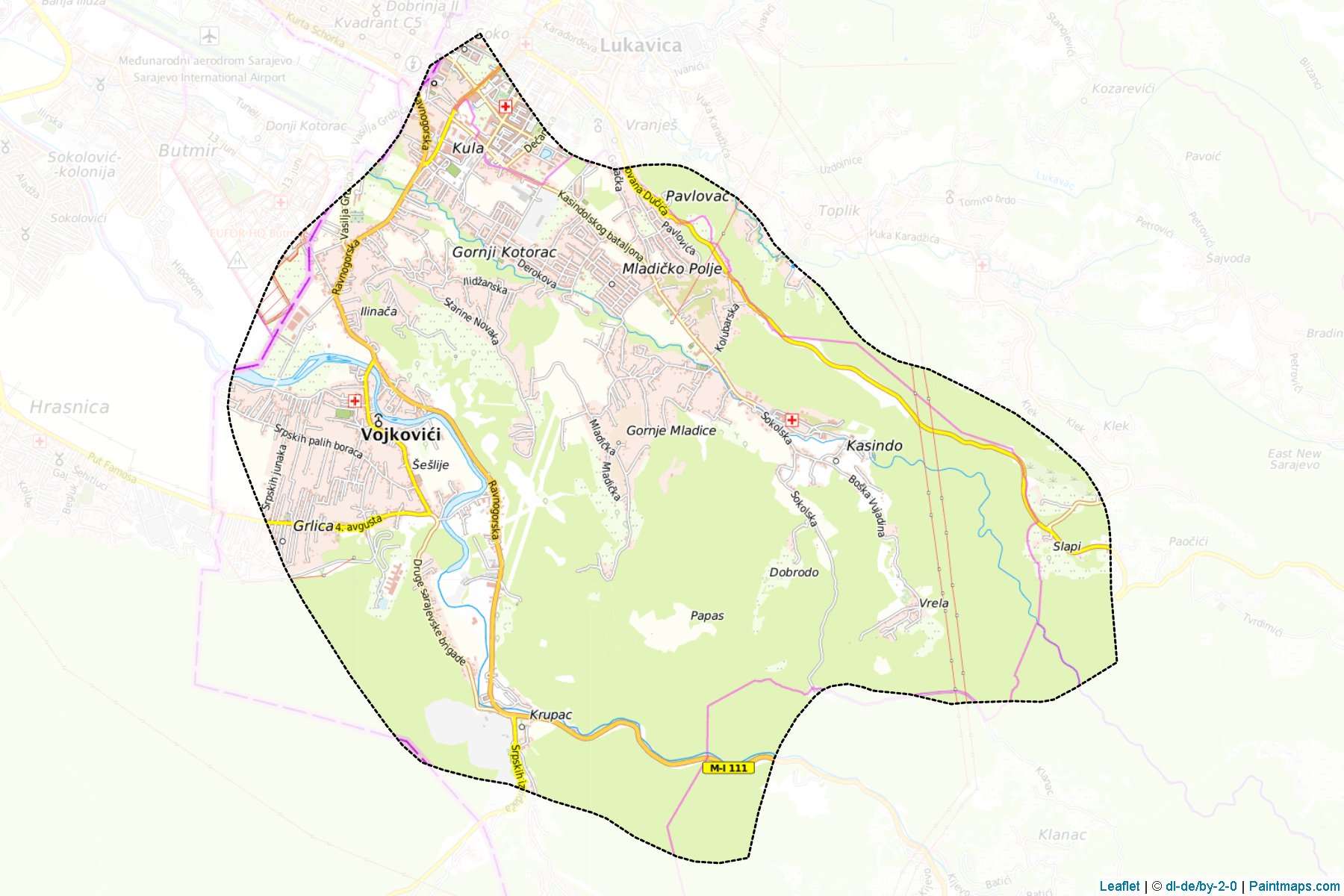 Ilidza / Srpska Ilidza (Republic of Srpska) Map Cropping Samples-1