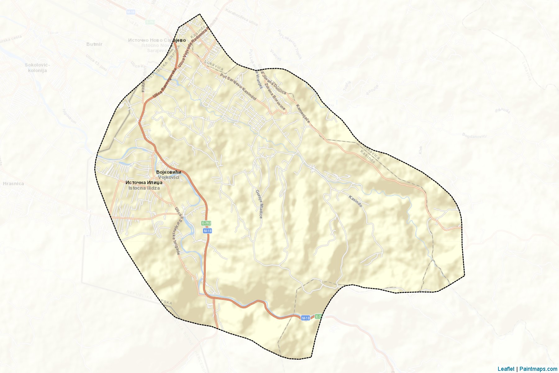 Ilidza / Srpska Ilidza (Republic of Srpska) Map Cropping Samples-2