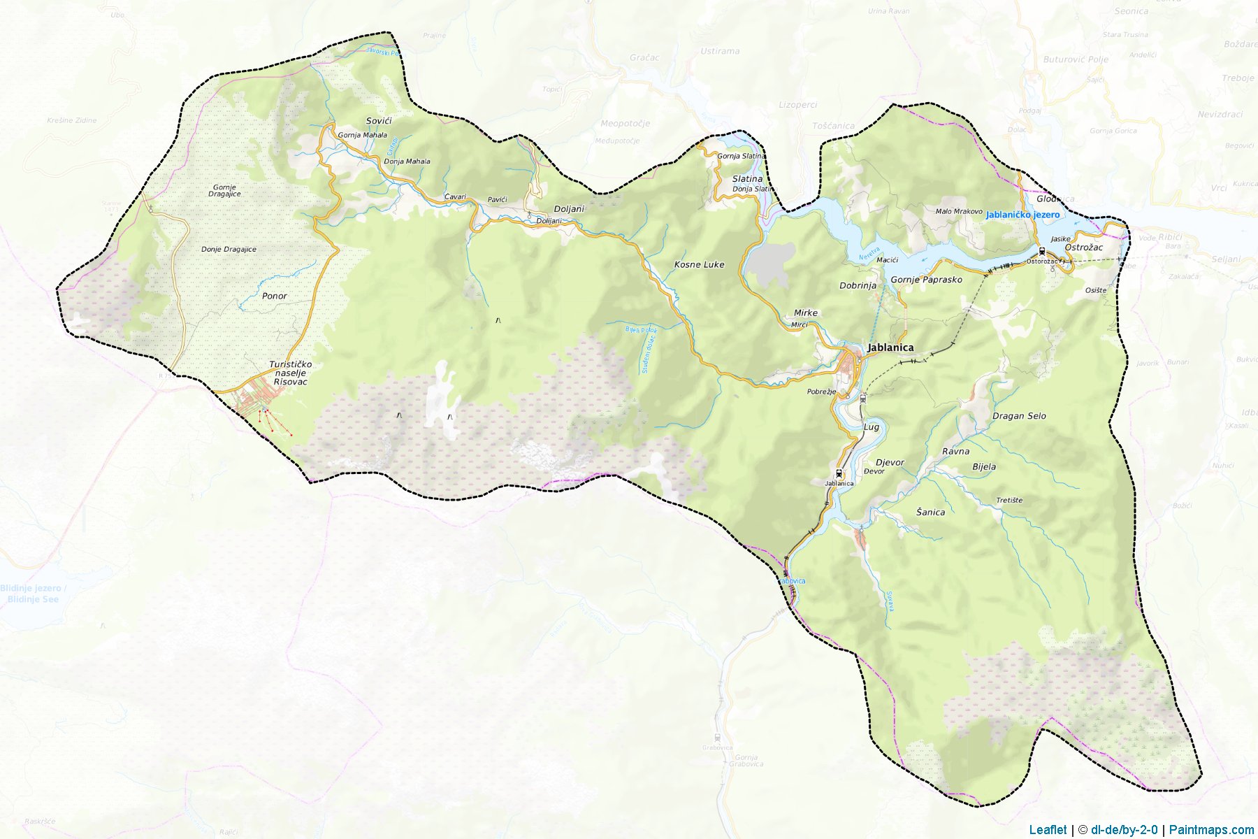 Muestras de recorte de mapas Jablanica (Herzegovina-Neretva)-1