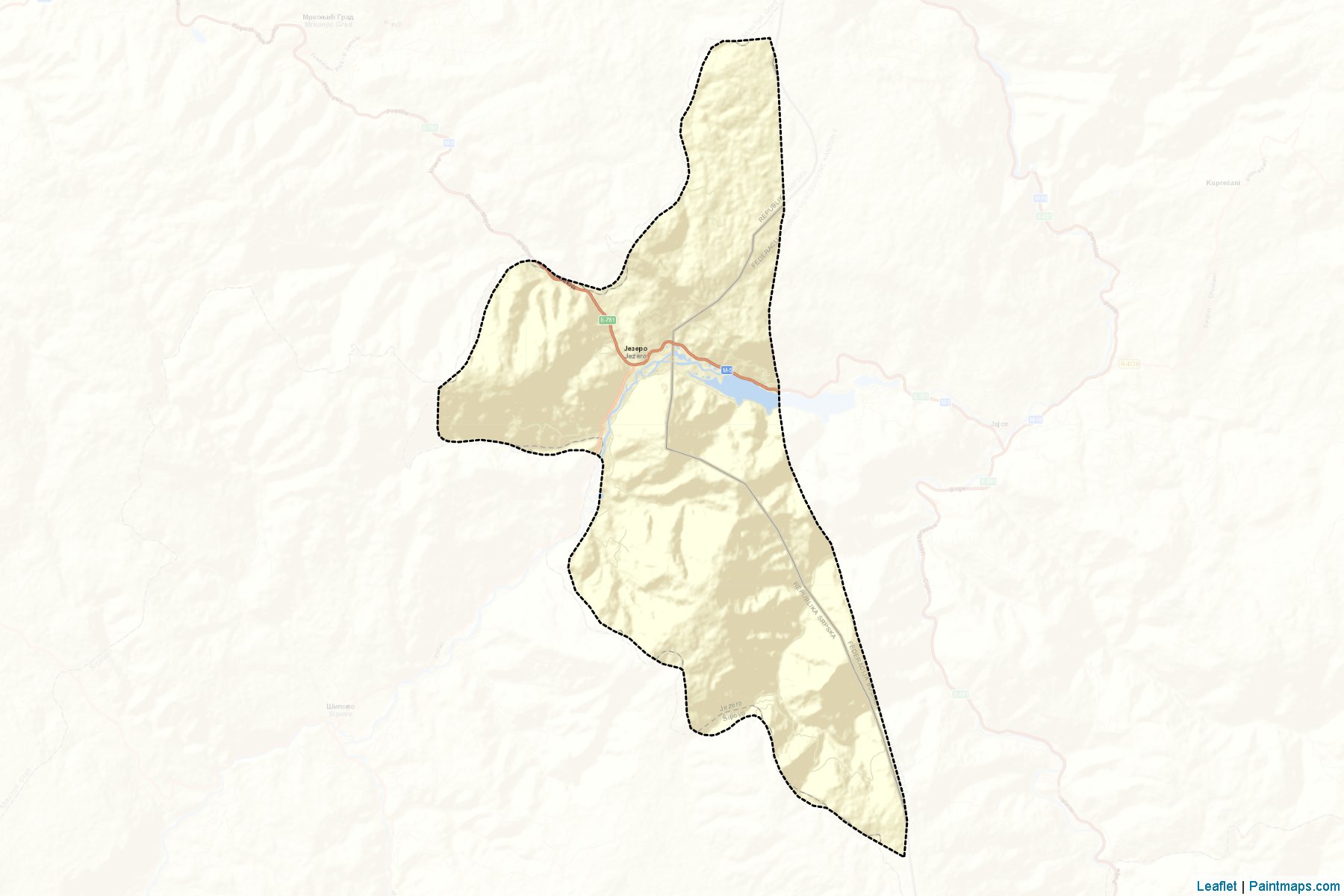 Muestras de recorte de mapas Jajce / Jezero (Republic of Srpska)-2