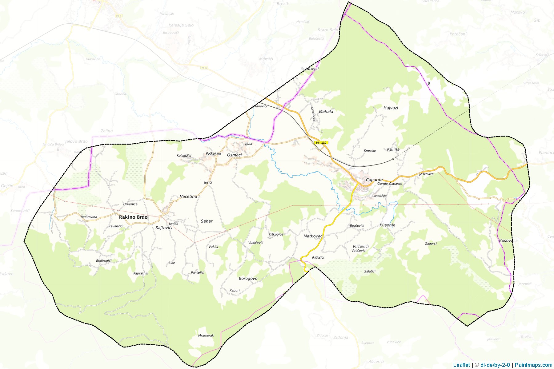 Muestras de recorte de mapas Kalesija / Osmaci (Republic of Srpska)-1