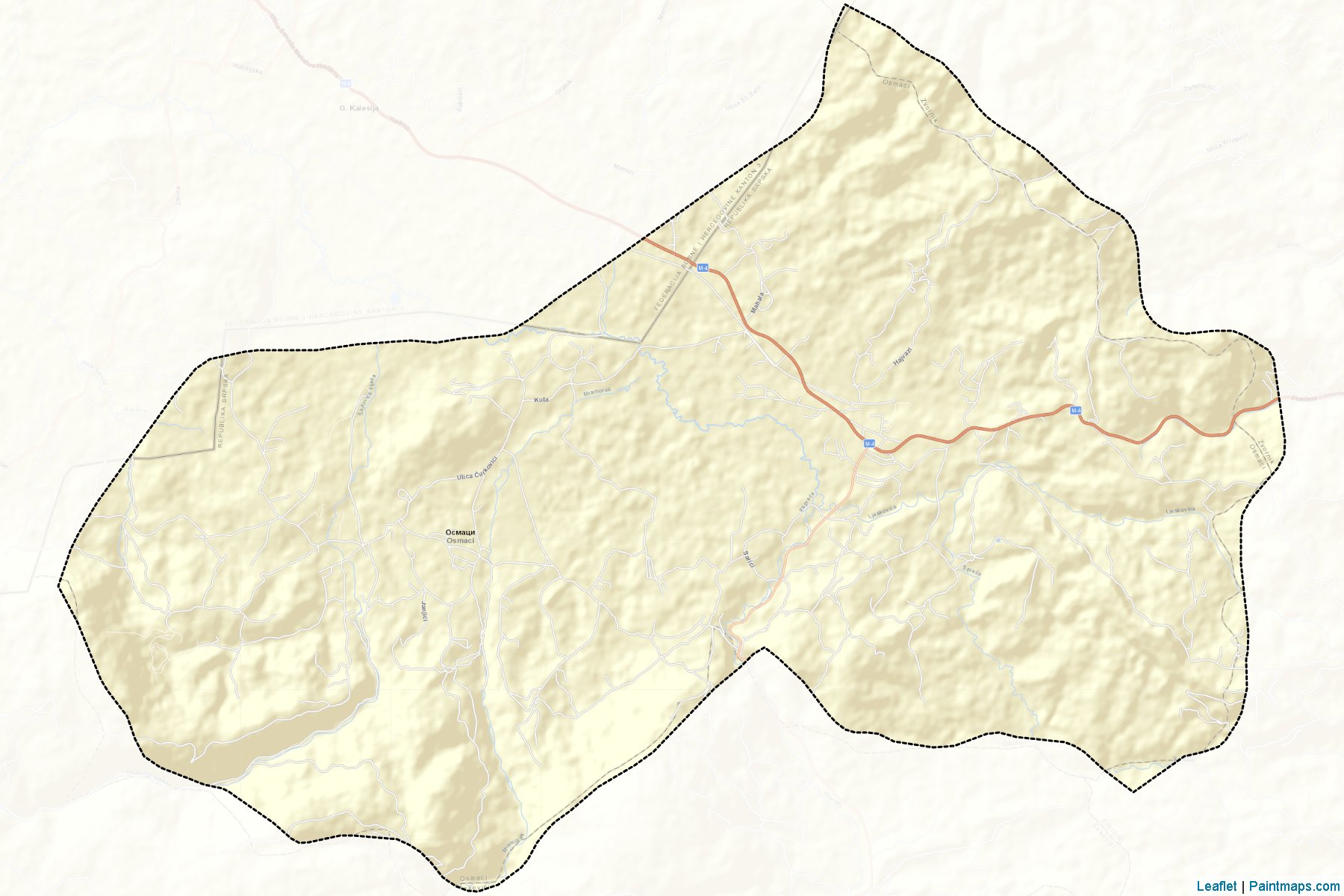 Muestras de recorte de mapas Kalesija / Osmaci (Republic of Srpska)-2