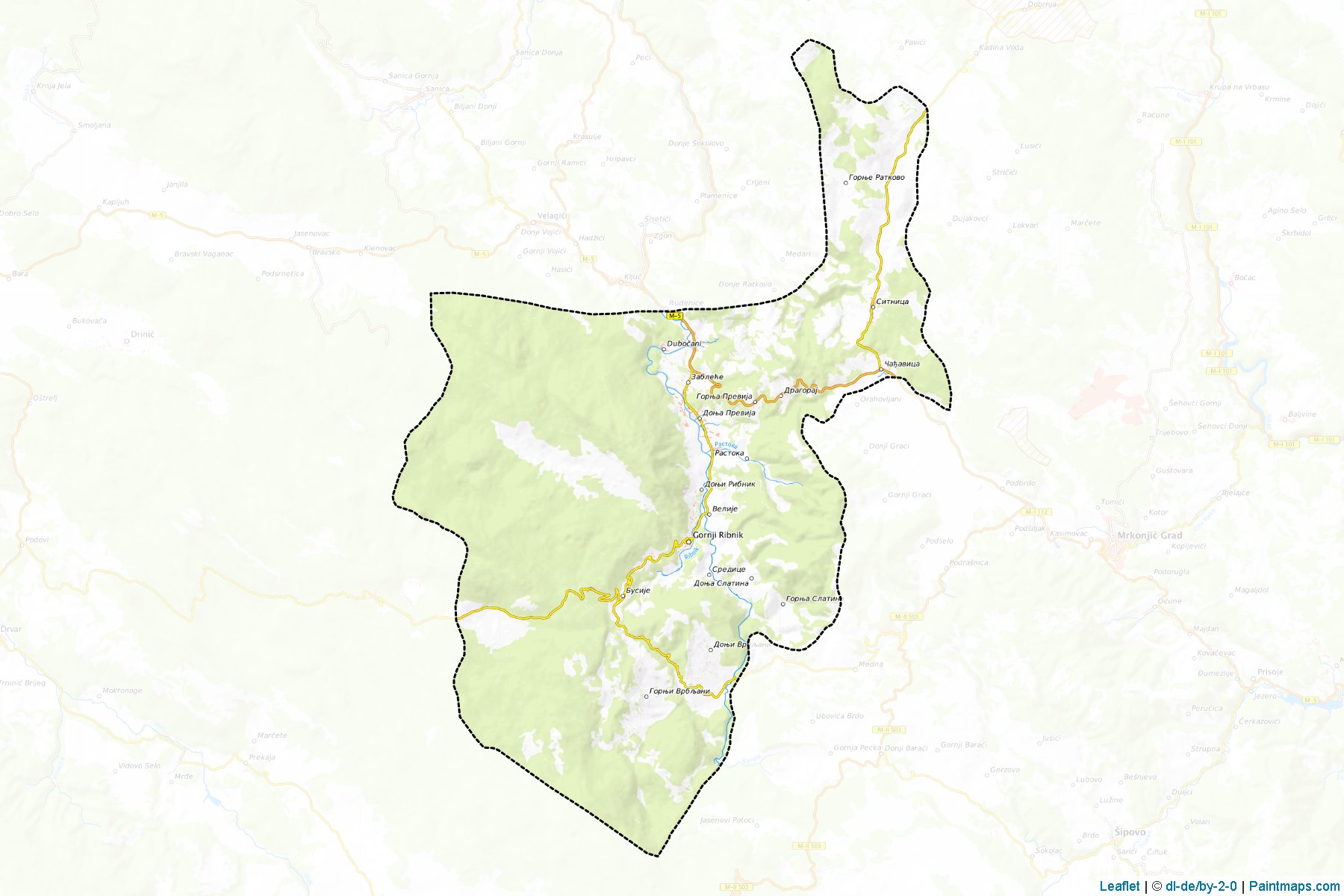 Muestras de recorte de mapas Kljuc / Ribnik (Republic of Srpska)-1