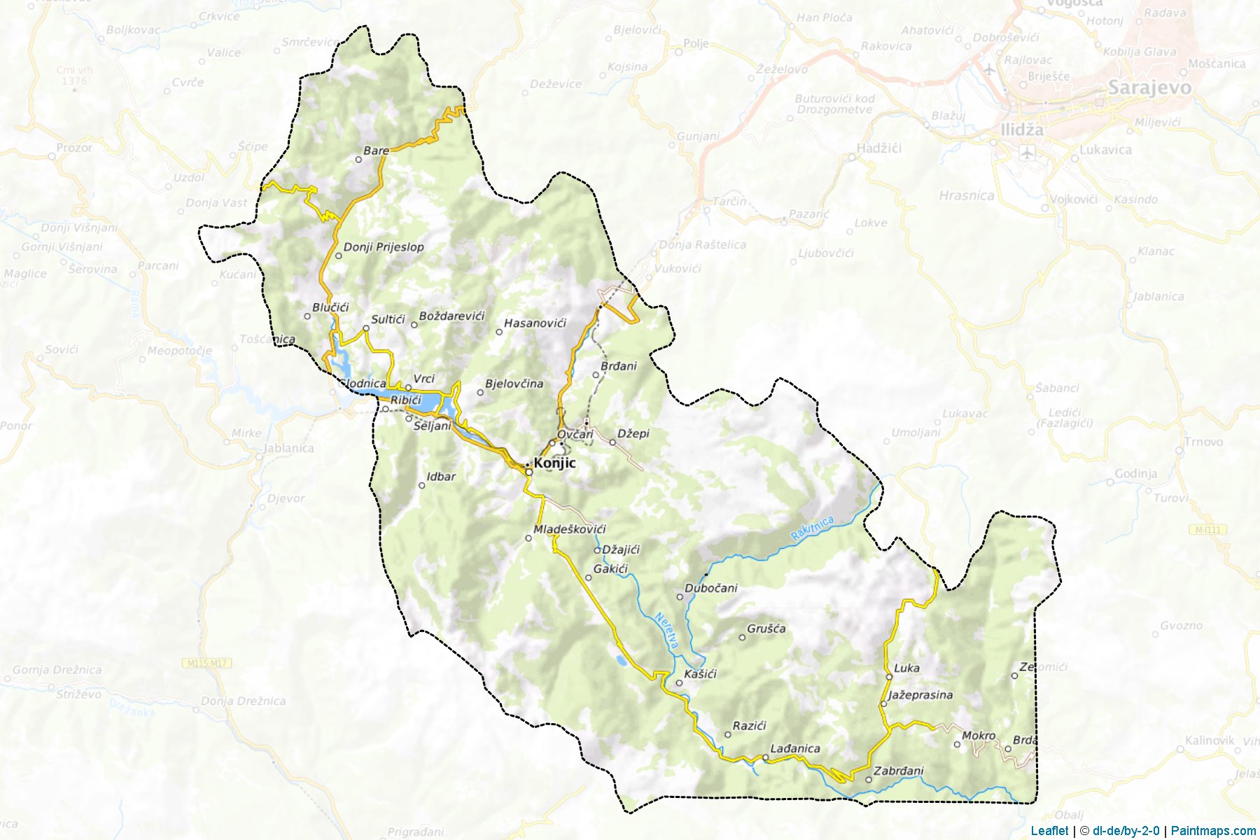 Konjic (Herzegovina-Neretva) Map Cropping Samples-1