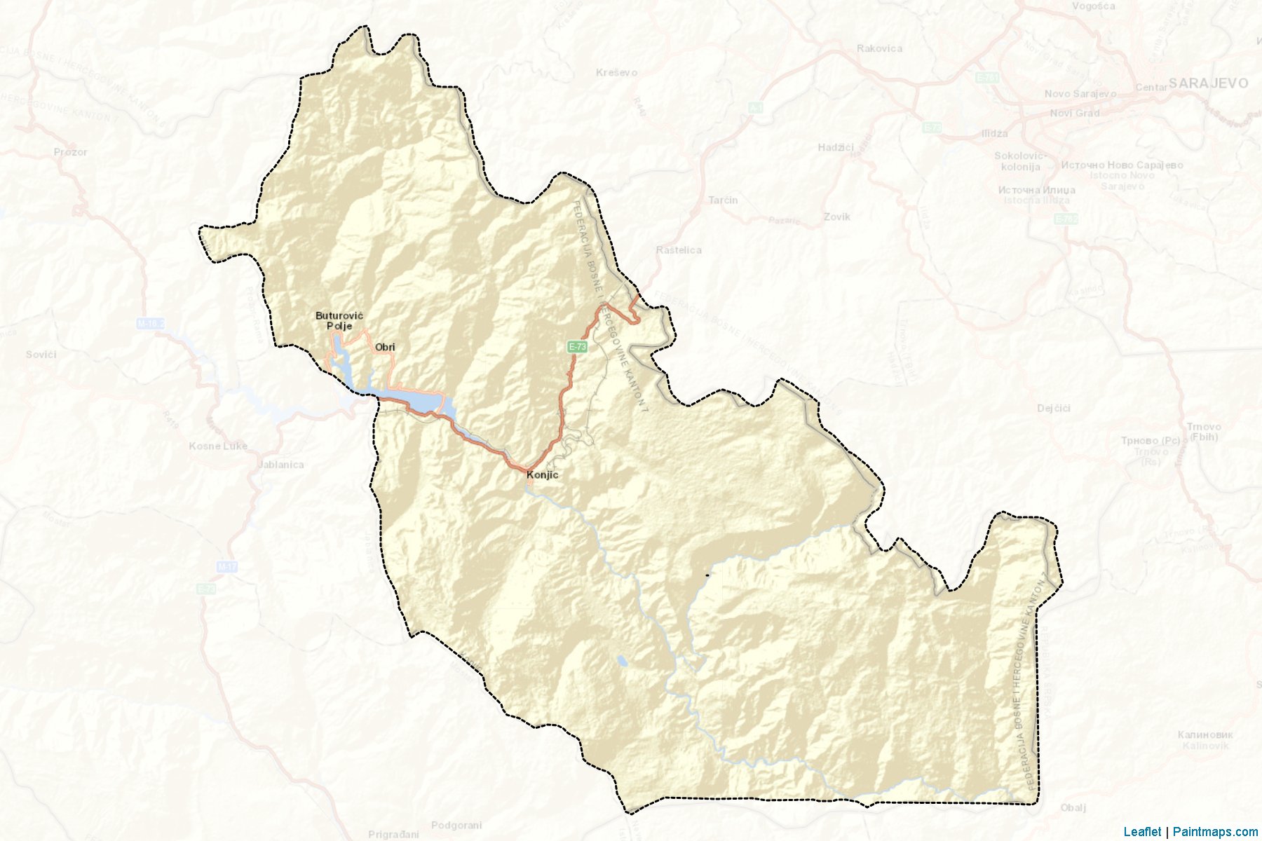 Konjic (Herzegovina-Neretva) Map Cropping Samples-2