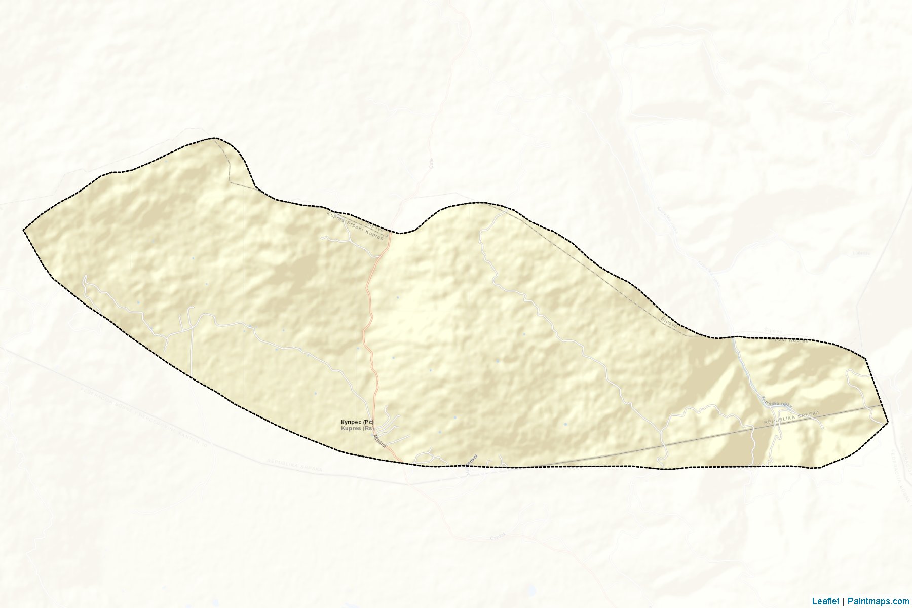 Muestras de recorte de mapas Kupres / Srpski Kupres (Republic of Srpska)-2