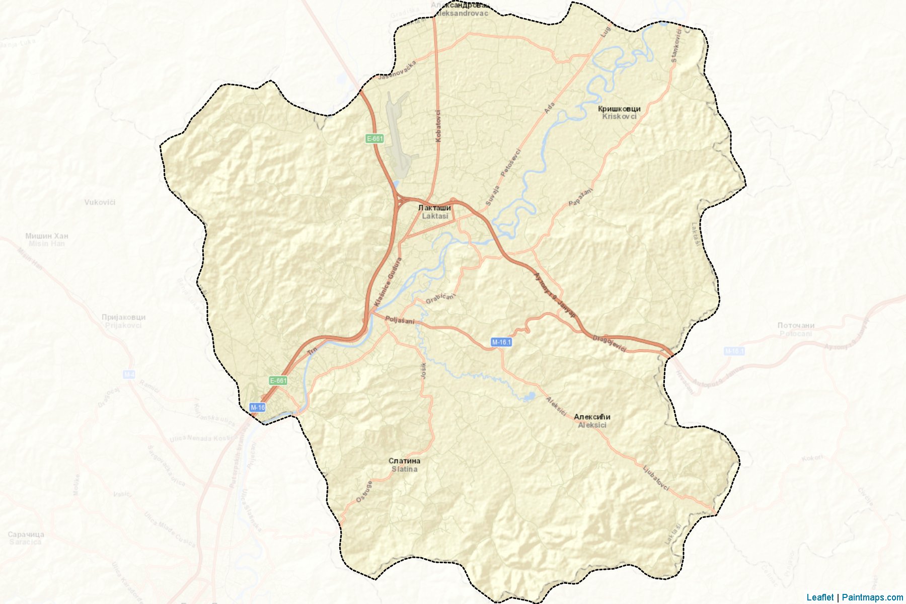 Muestras de recorte de mapas Laktasi (Republic of Srpska)-2