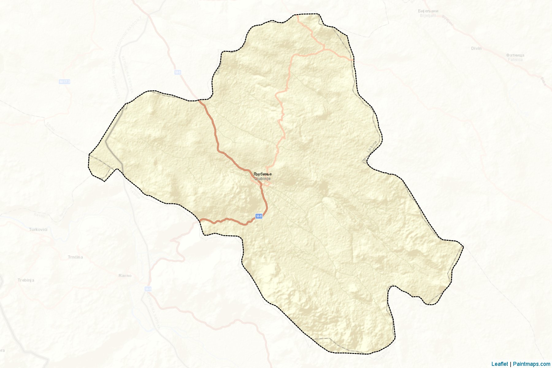 Muestras de recorte de mapas Ljubinje (Republic of Srpska)-2