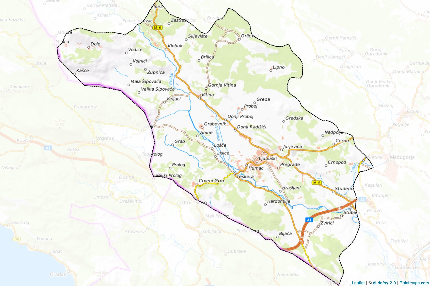 Muestras de recorte de mapas Ljubuski (West Herzegovina)-1