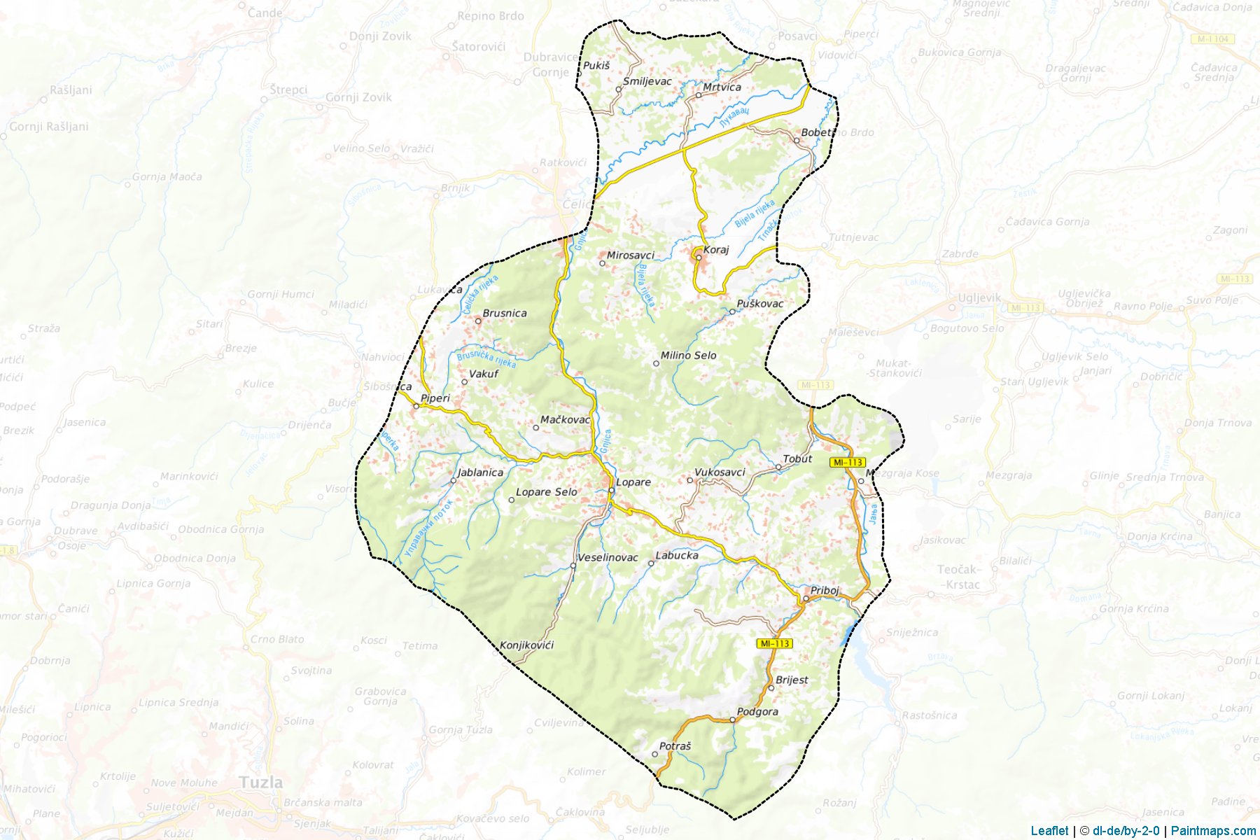 Lopare (Republic of Srpska) Map Cropping Samples-1