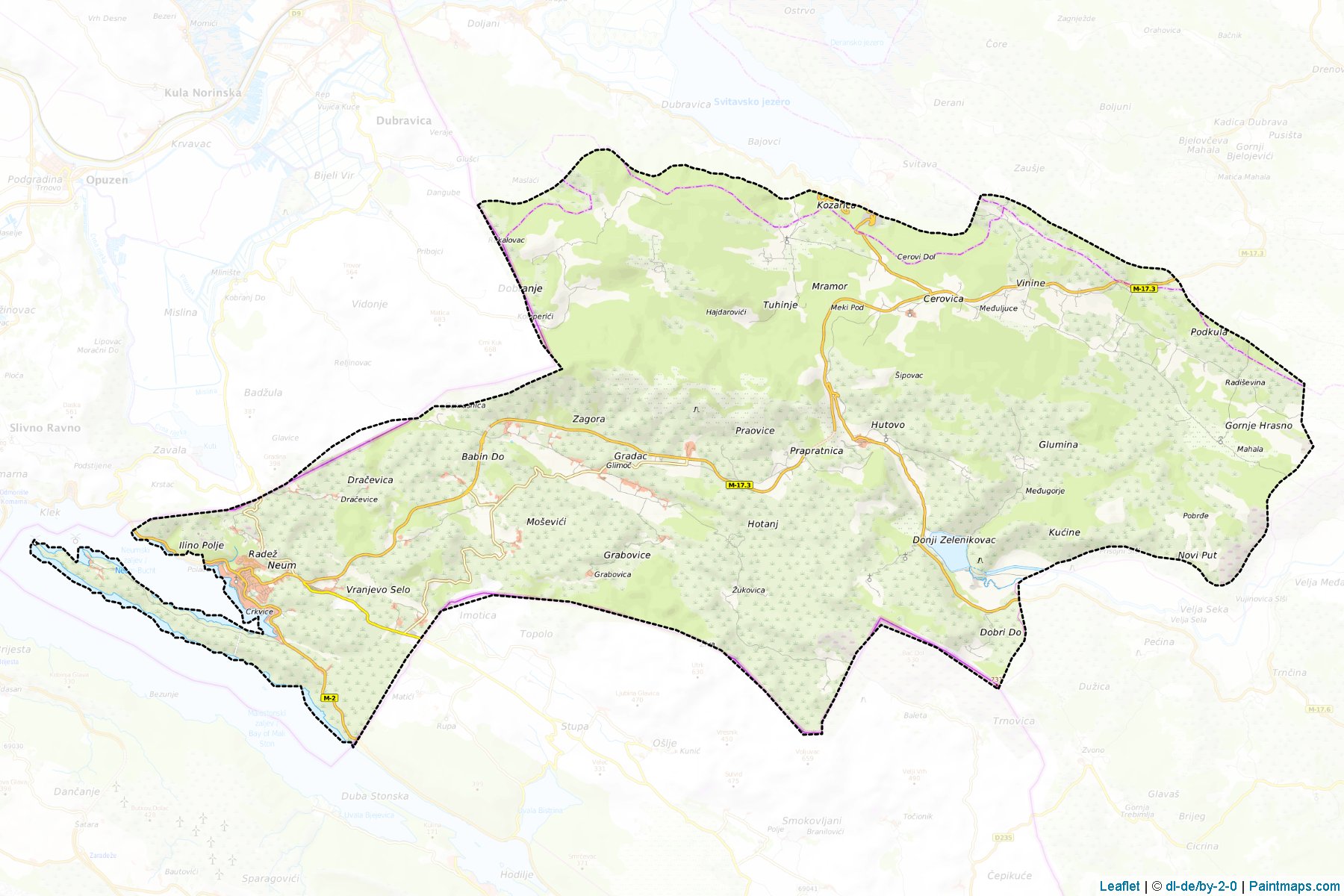 Muestras de recorte de mapas Neum (Herzegovina-Neretva)-1