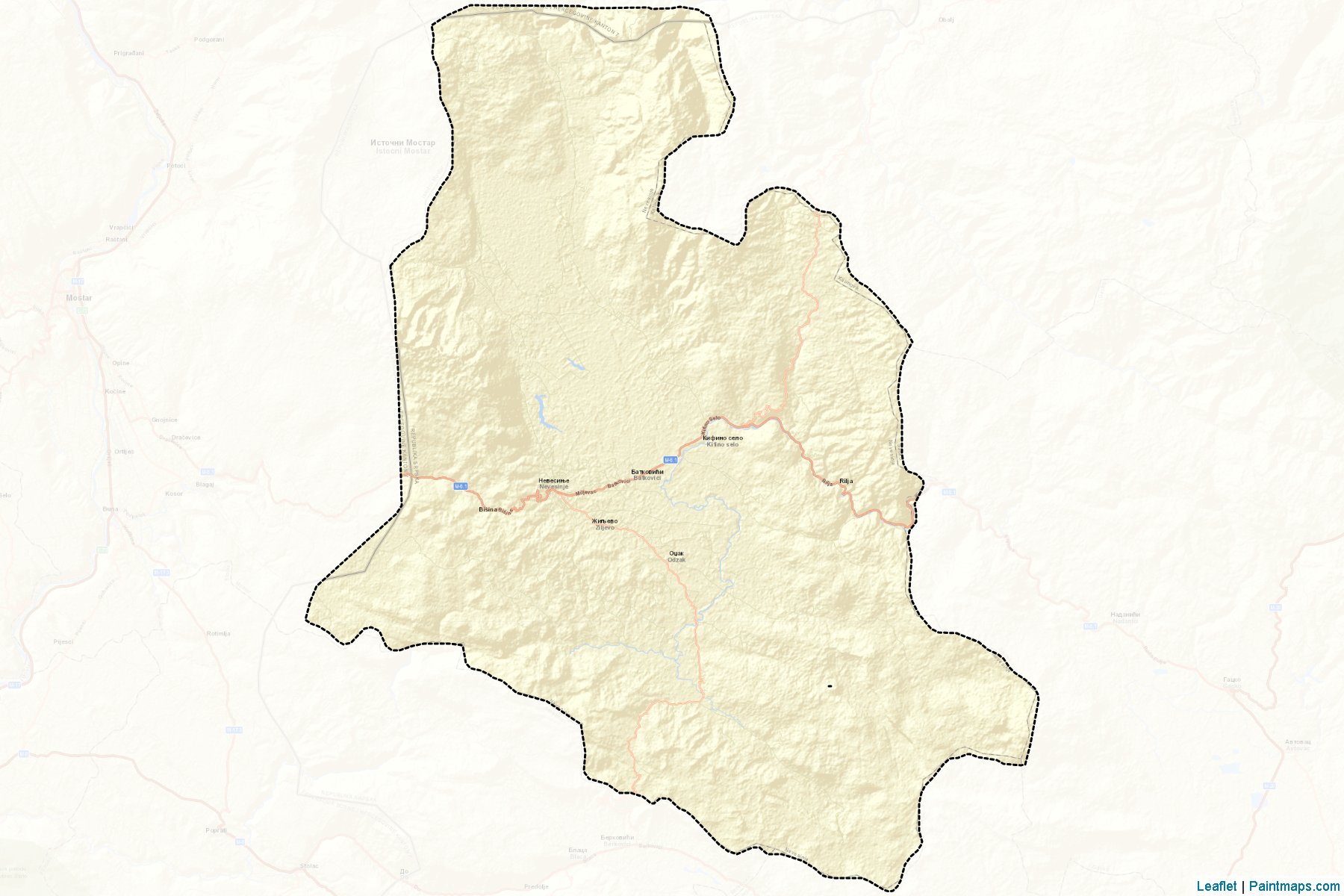 Muestras de recorte de mapas Nevesinje (Republic of Srpska)-2