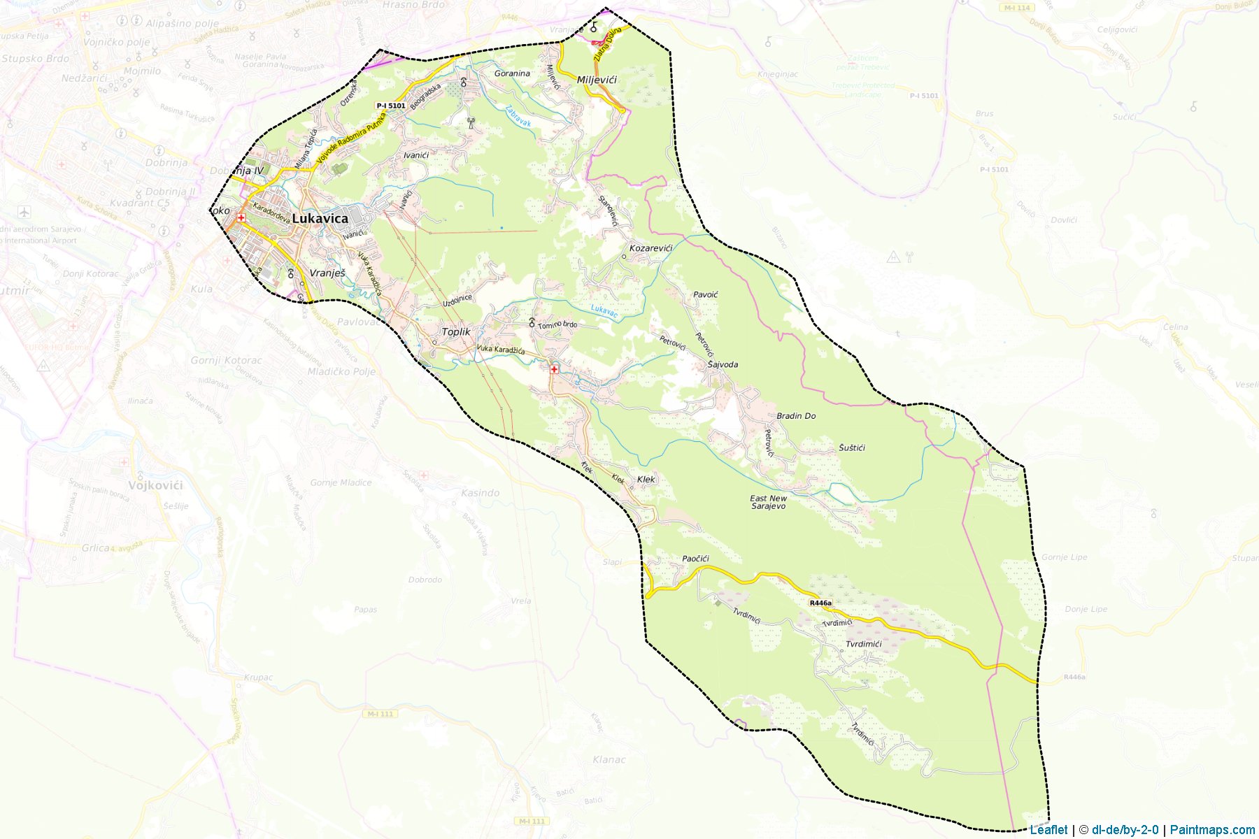 Novo Sarajevo / Srpsko Novo Sarajevo (Republic of Srpska) Map Cropping Samples-1