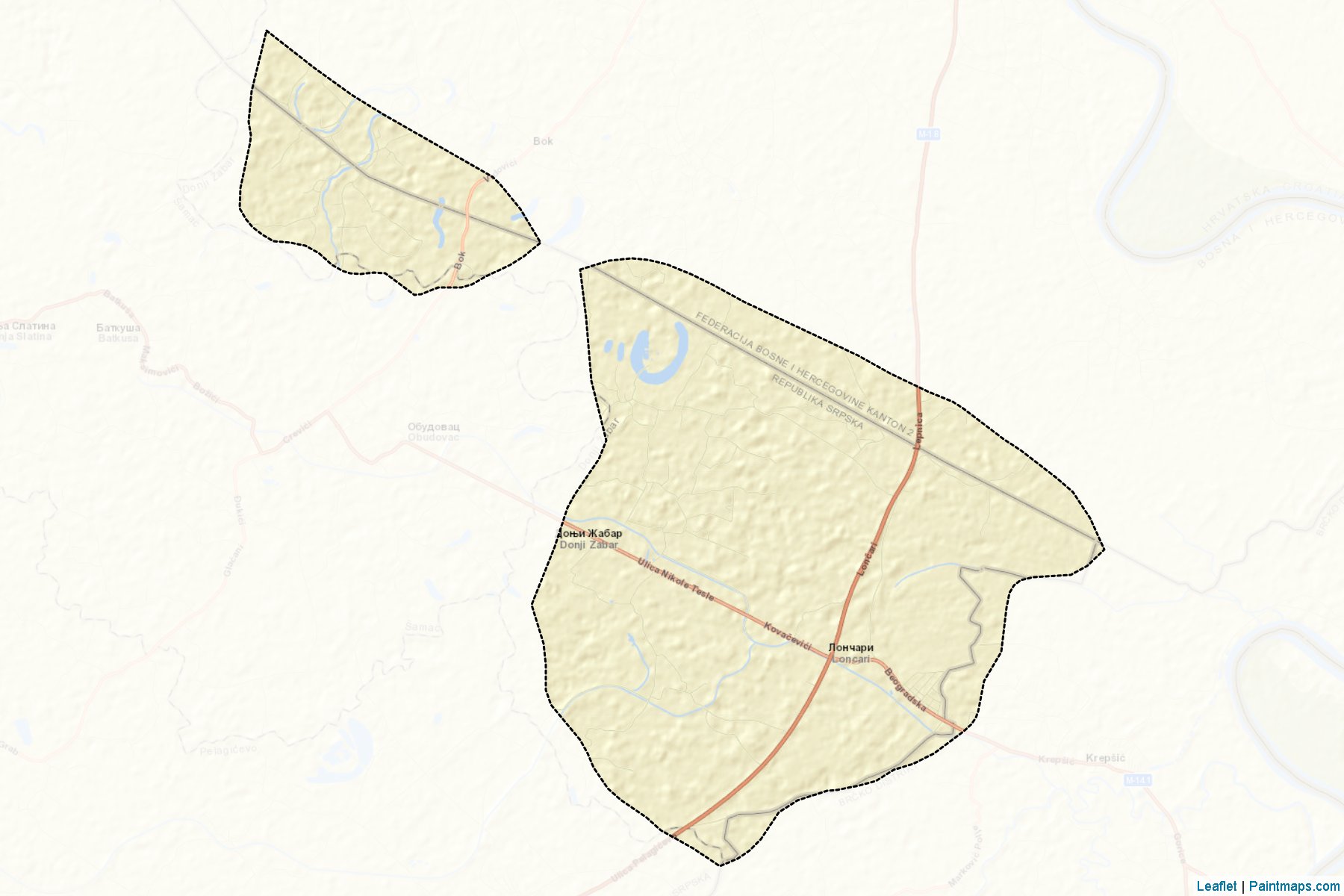 Muestras de recorte de mapas Orasje / Srpsko Orasje (Republic of Srpska)-2