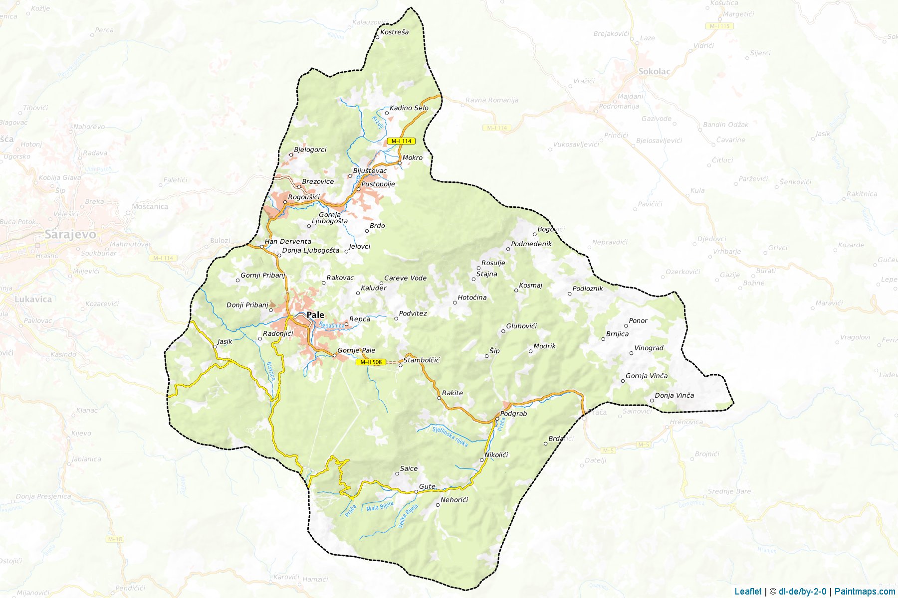 Muestras de recorte de mapas Pale (rs) (Republic of Srpska)-1