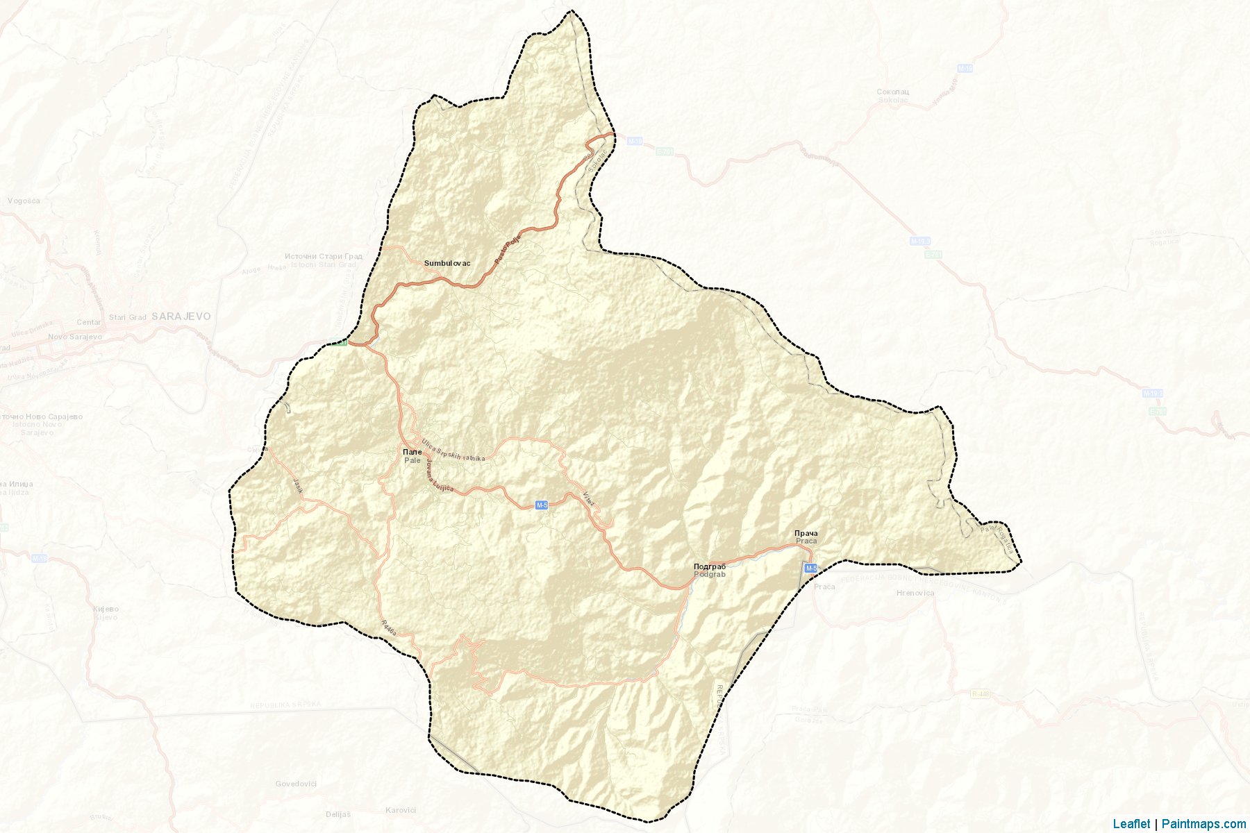 Muestras de recorte de mapas Pale (rs) (Republic of Srpska)-2