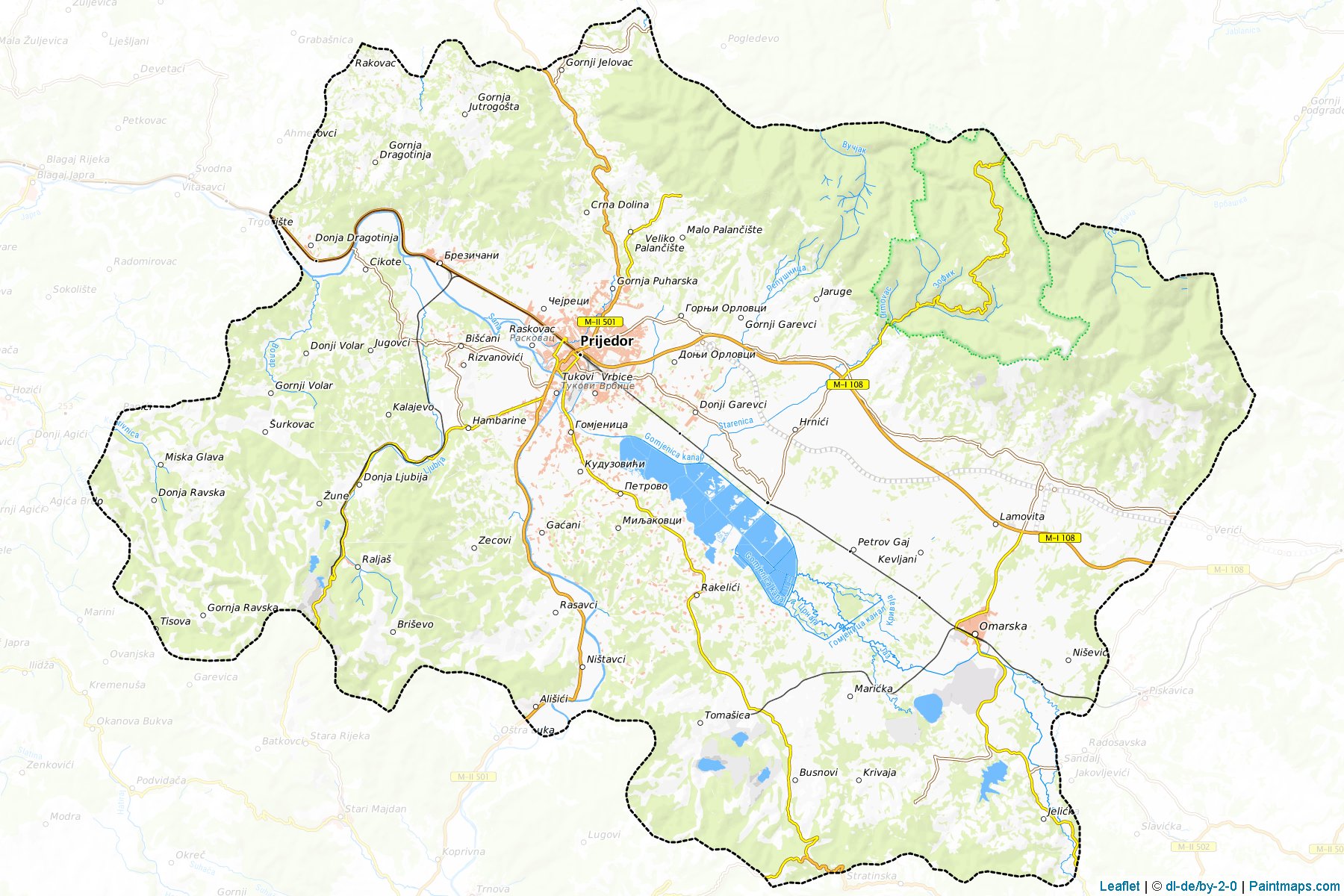 Muestras de recorte de mapas Prijedor (Republic of Srpska)-1