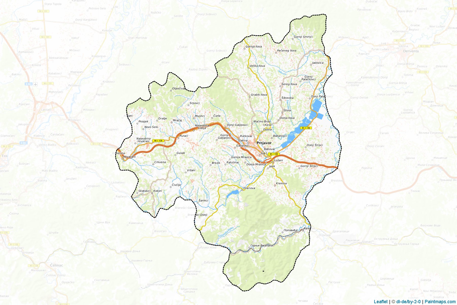 Muestras de recorte de mapas Prnjavor (Republic of Srpska)-1