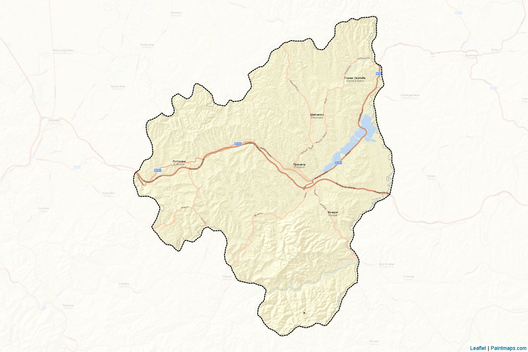 Muestras de recorte de mapas Prnjavor (Republic of Srpska)-2