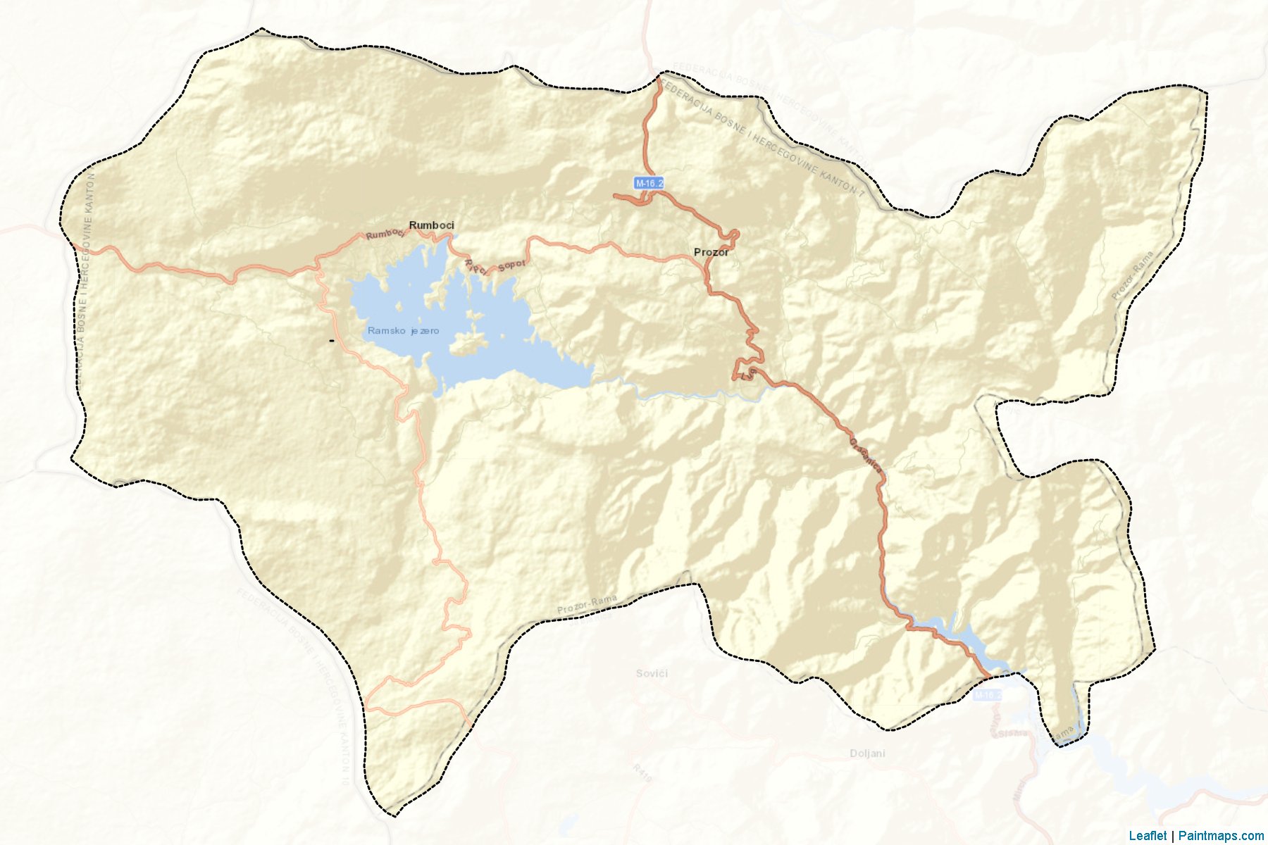 Muestras de recorte de mapas Prozor / Prozor-rama (Herzegovina-Neretva)-2