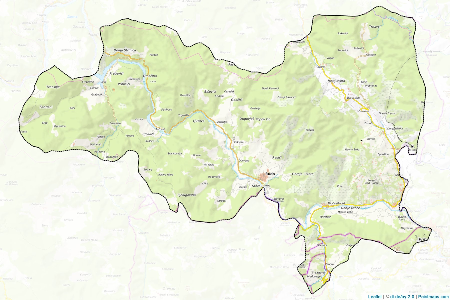 Rudo (Republic of Srpska) Map Cropping Samples-1