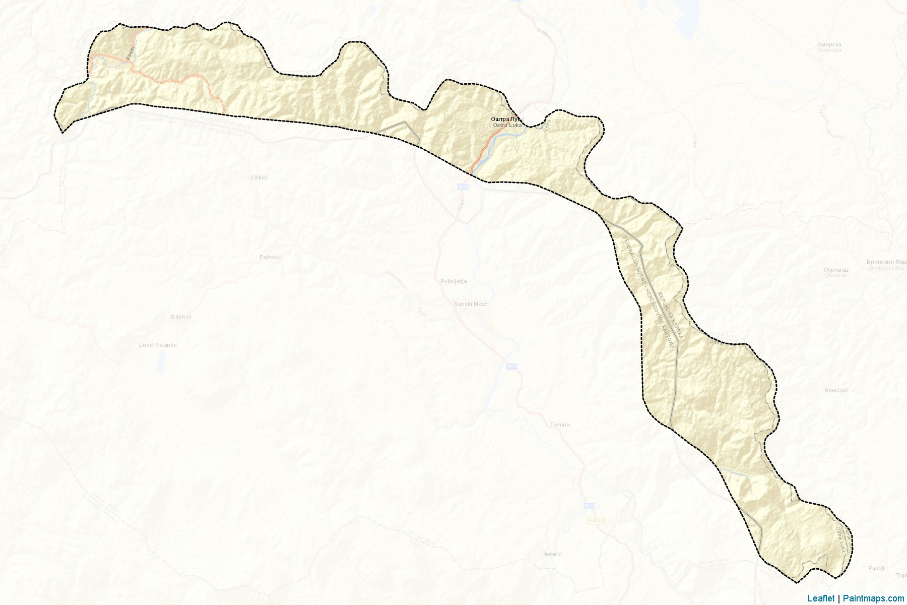 Muestras de recorte de mapas Sanski Most / Srpski Sanski Most (Republic of Srpska)-2