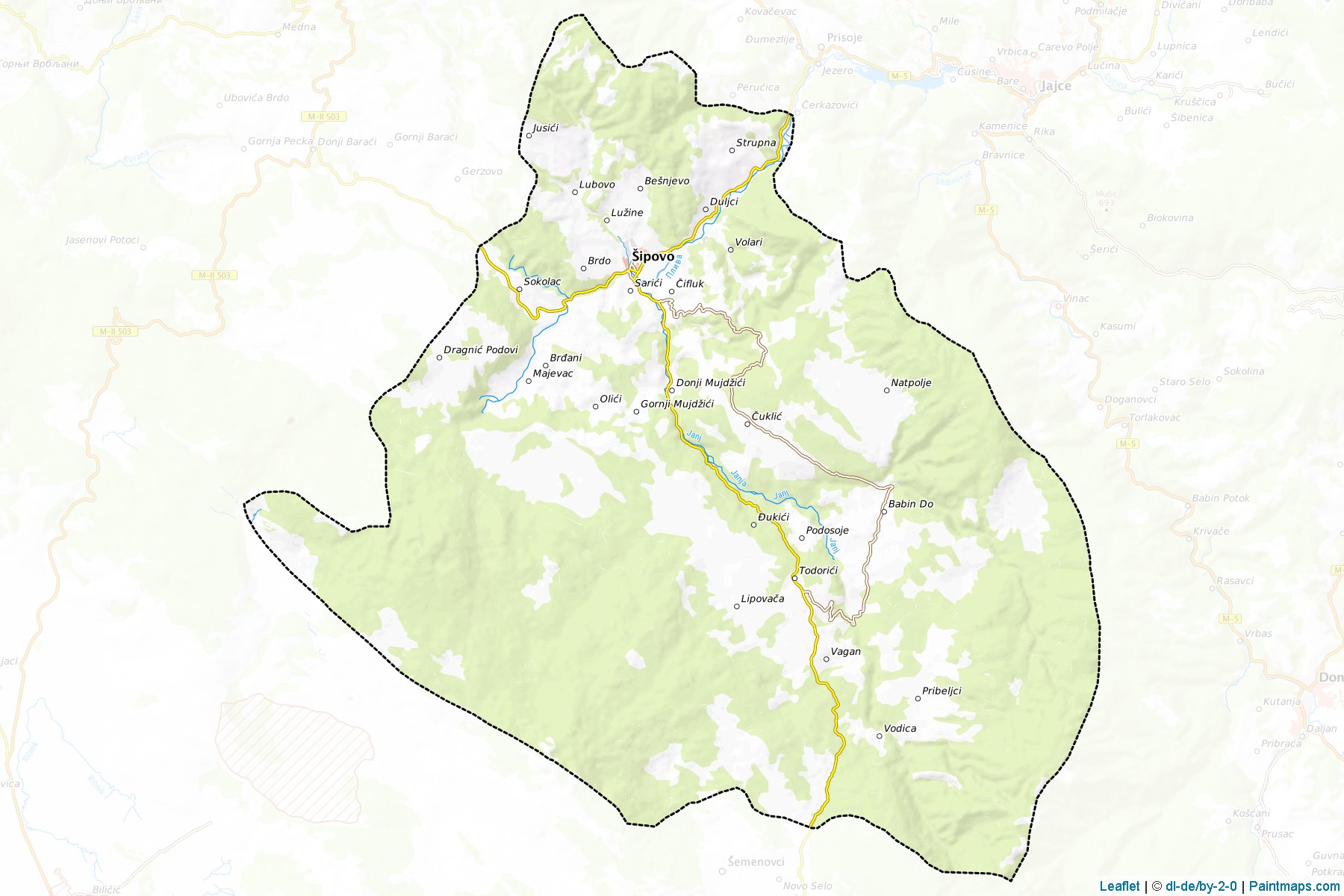 Muestras de recorte de mapas Sipovo (Republic of Srpska)-1