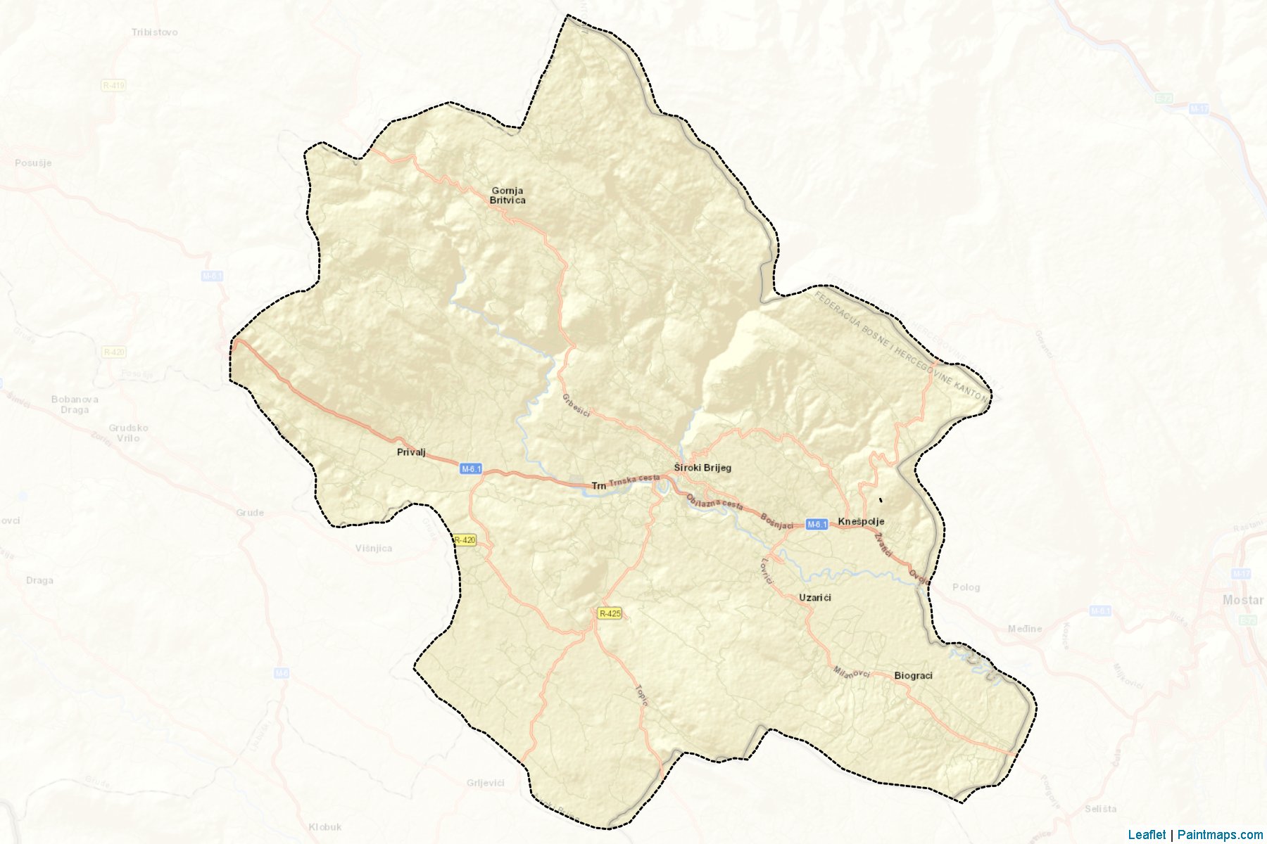 Muestras de recorte de mapas Siroki Brijeg (West Herzegovina)-2