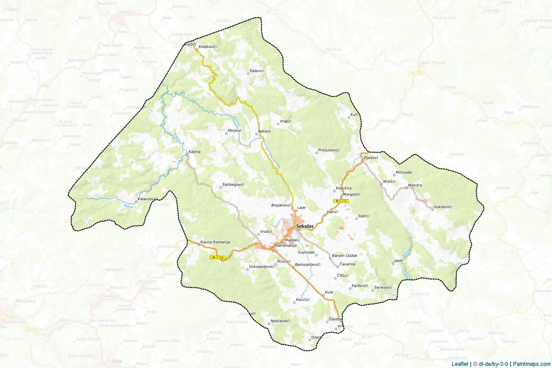 Muestras de recorte de mapas Sokolac (Republic of Srpska)-1