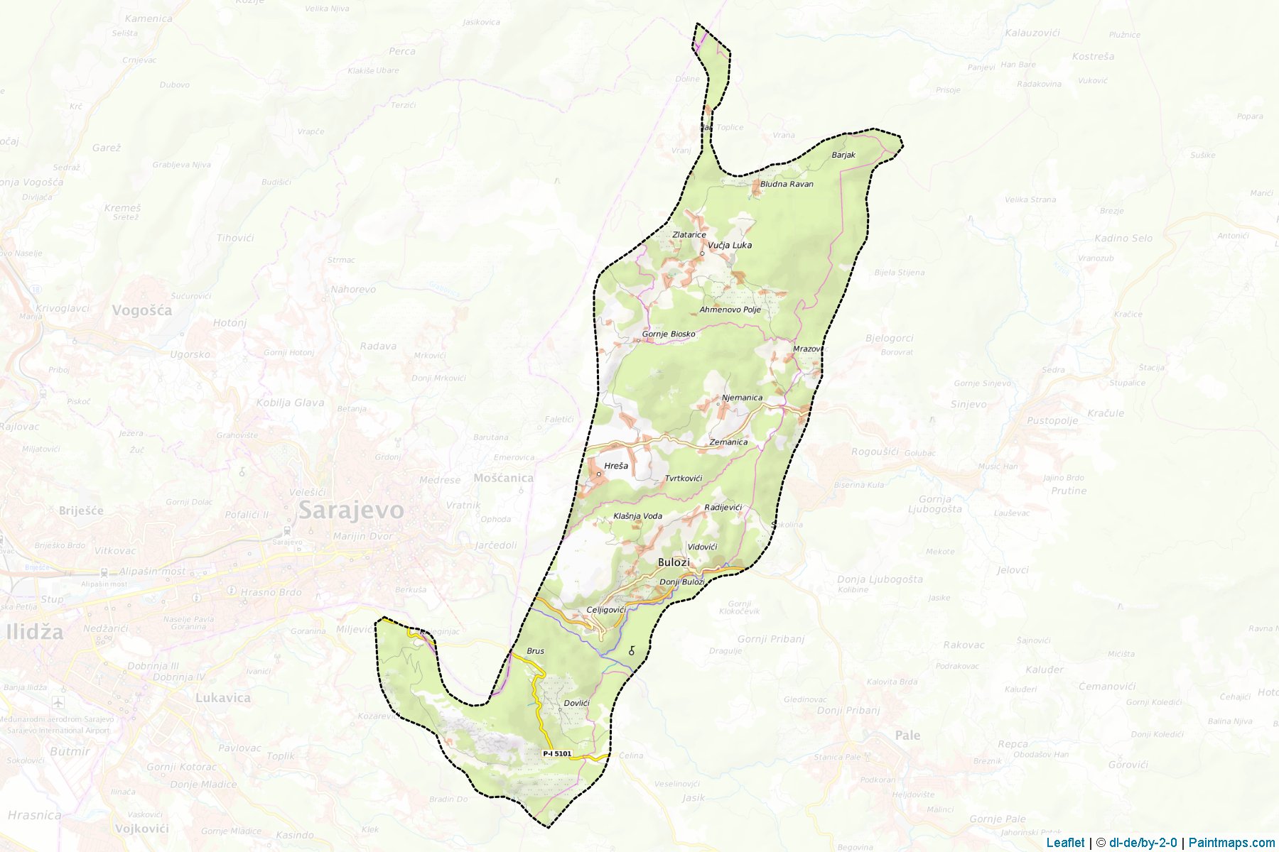 Stari Grad Sarajevo/ Srpski Stari Grad (Republic of Srpska) Map Cropping Samples-1