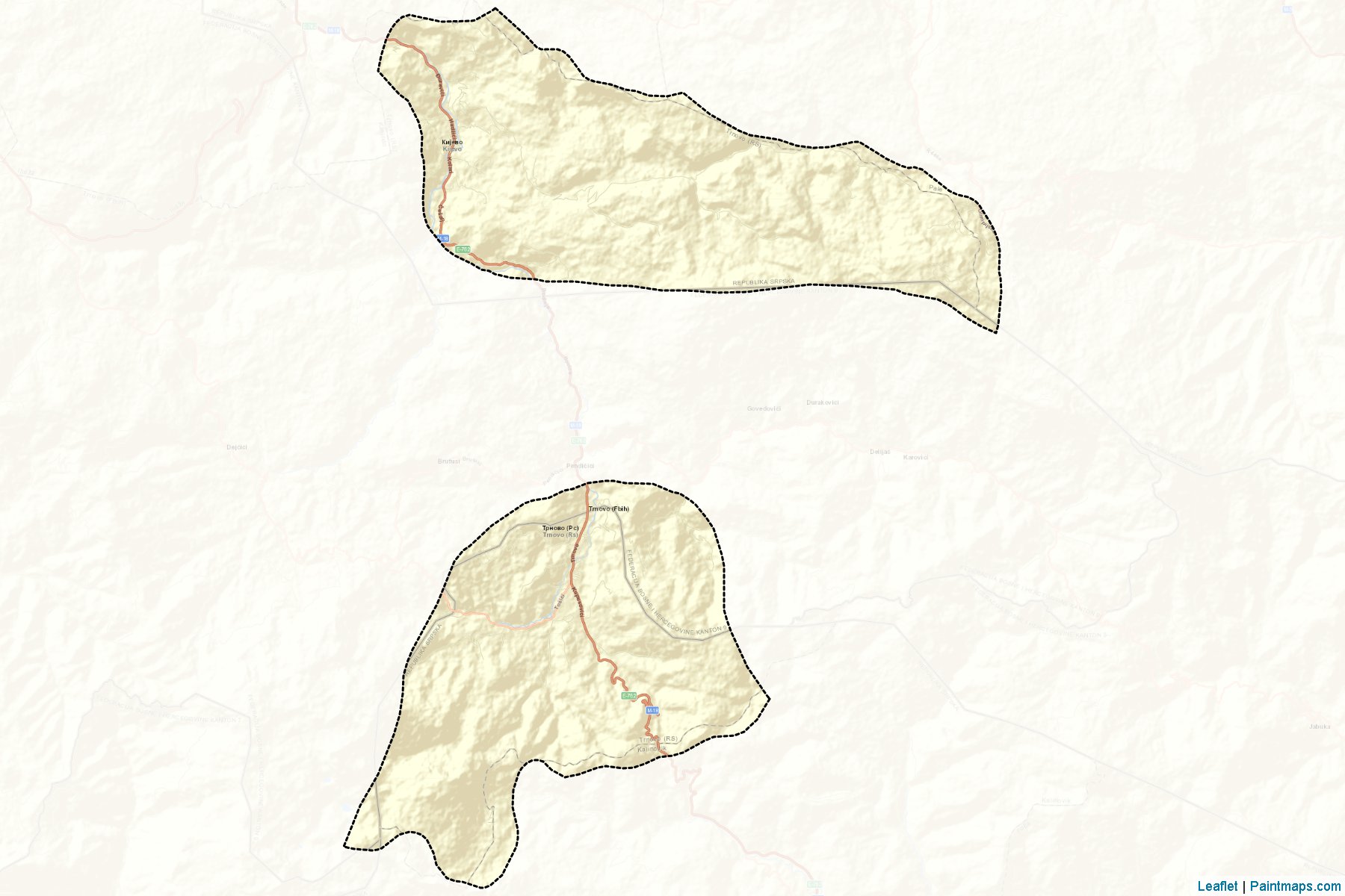 Muestras de recorte de mapas Trnovo (rs) (Republic of Srpska)-2