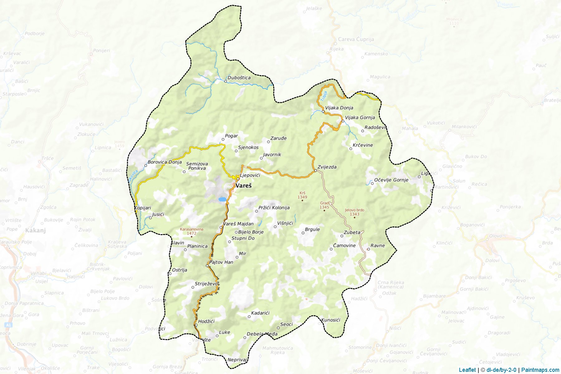 Vares (Zenica-Doboj) Map Cropping Samples-1