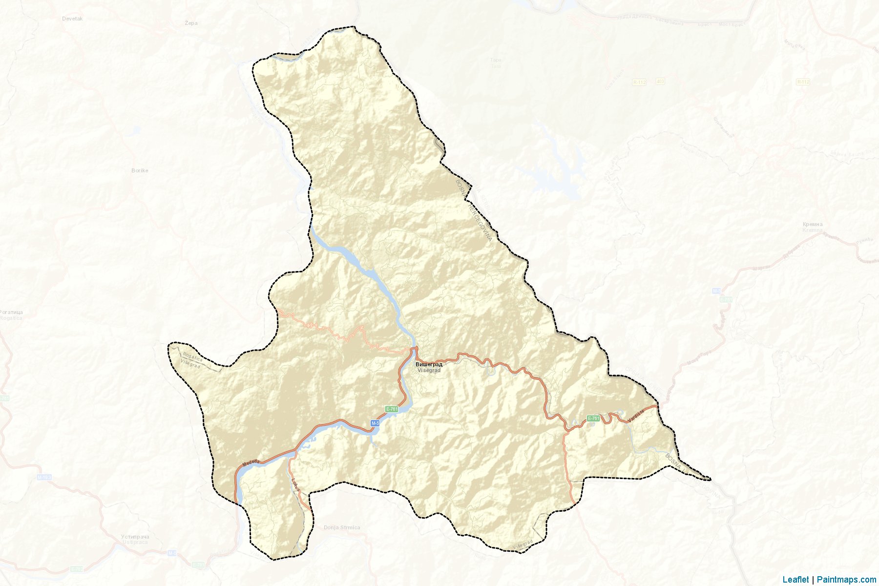 Visegrad (Republic of Srpska) Map Cropping Samples-2