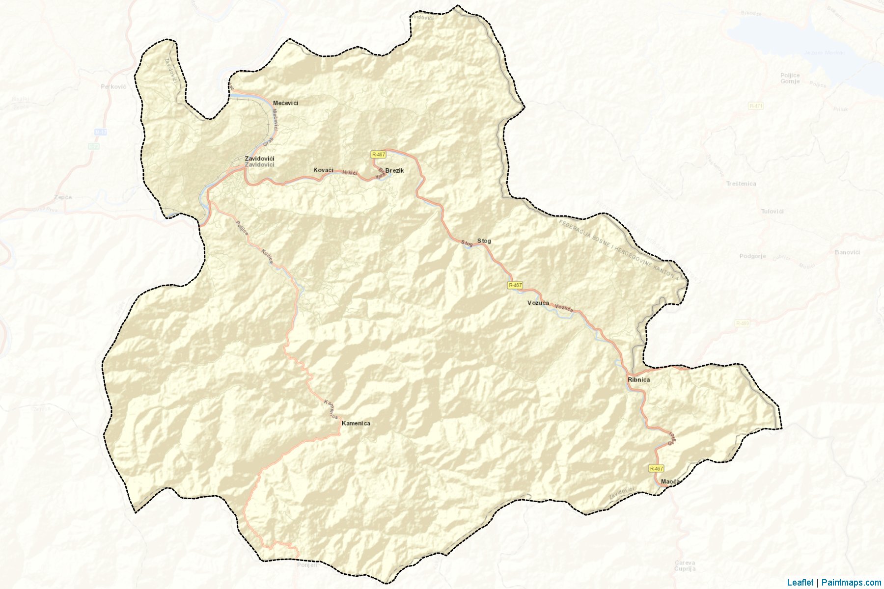 Zavidovici (Zenica-Doboj) Map Cropping Samples-2