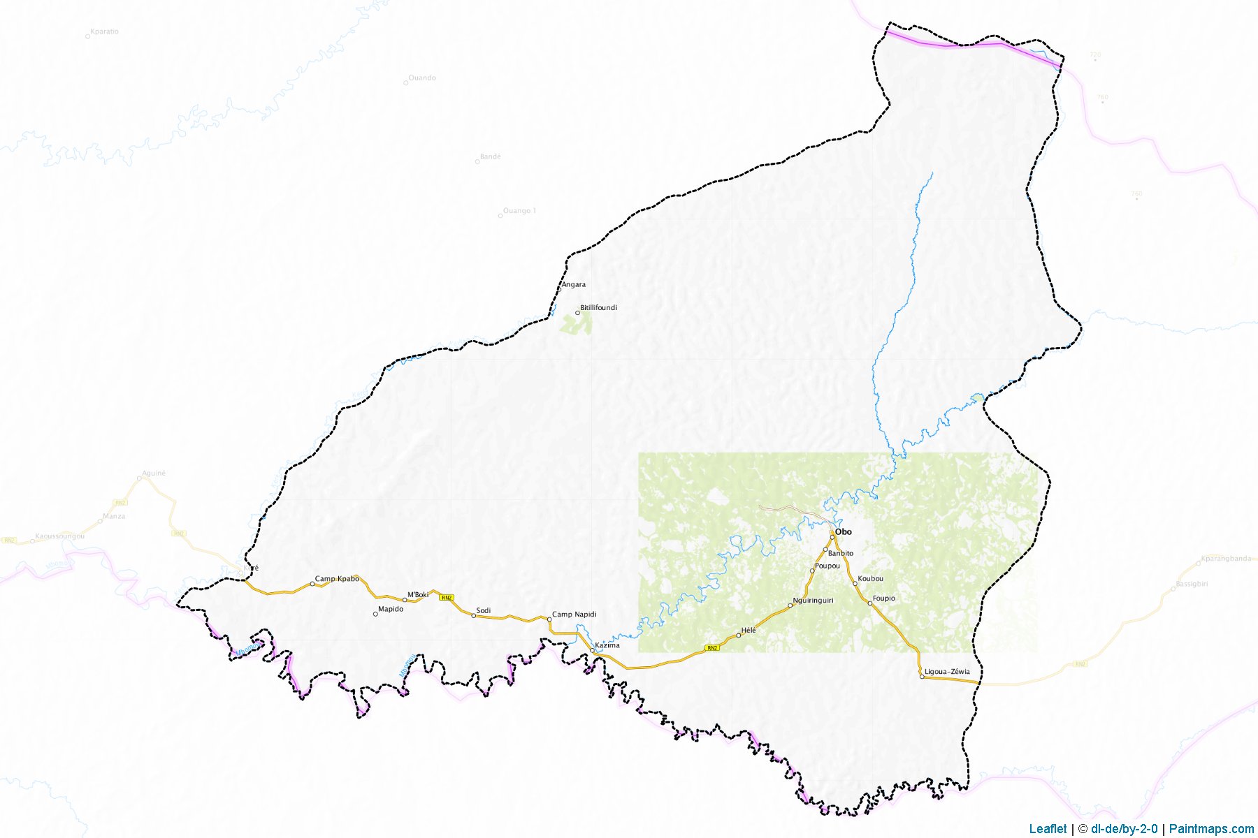 Muestras de recorte de mapas Obo (Haut-Mbomou)-1