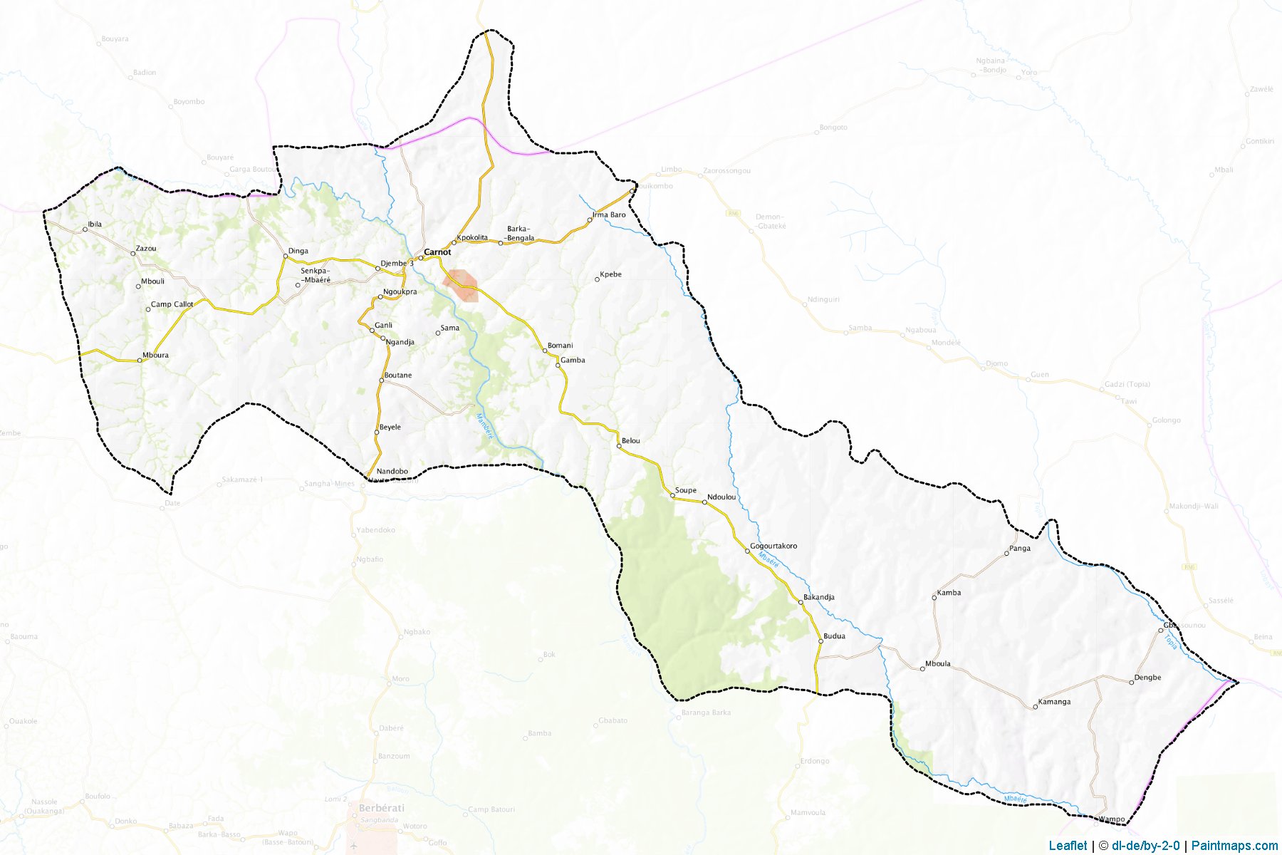 Muestras de recorte de mapas Carnot (Mambéré-Kadéï)-1