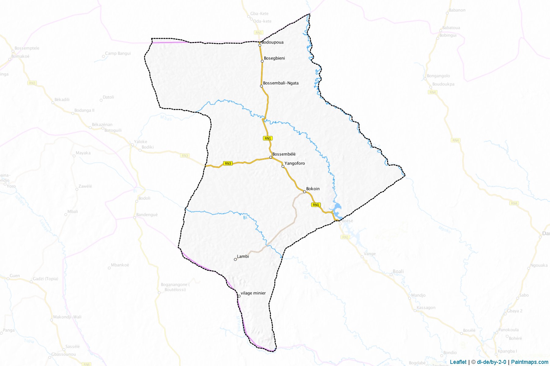 Muestras de recorte de mapas Bossembele (Ombella M'Poko)-1