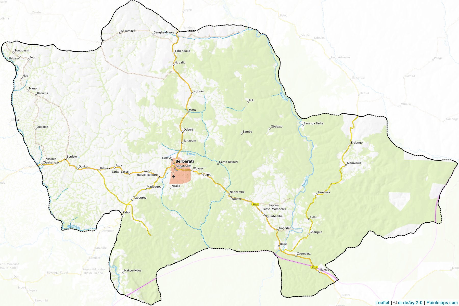 Muestras de recorte de mapas Berberati (Mambéré-Kadéï)-1