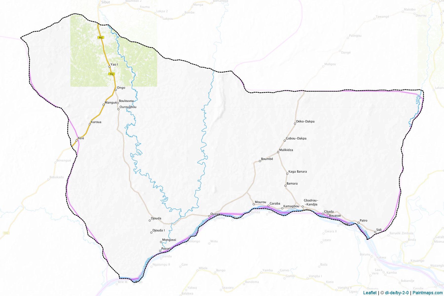 Muestras de recorte de mapas Ndjoukou (Kémo)-1