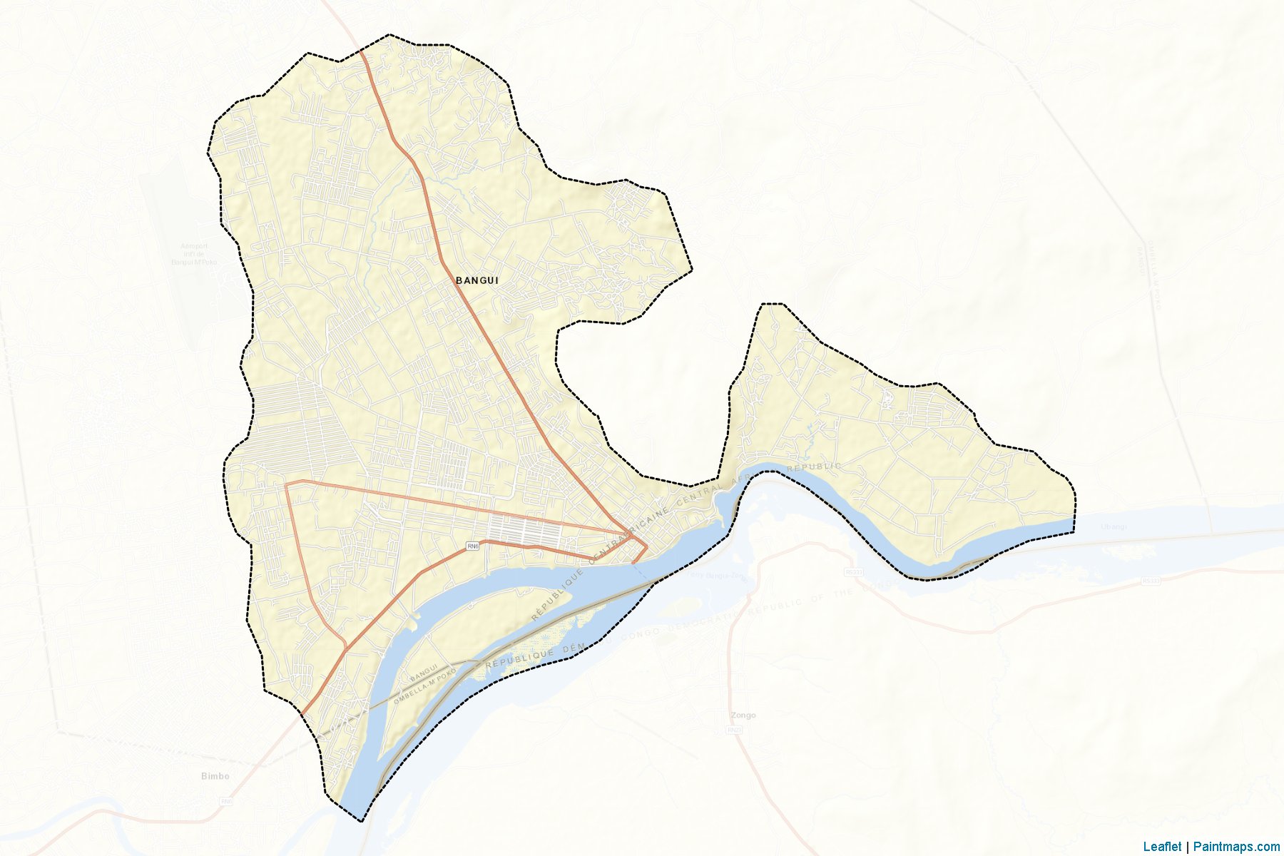 Muestras de recorte de mapas Bangui (Bangui)-2