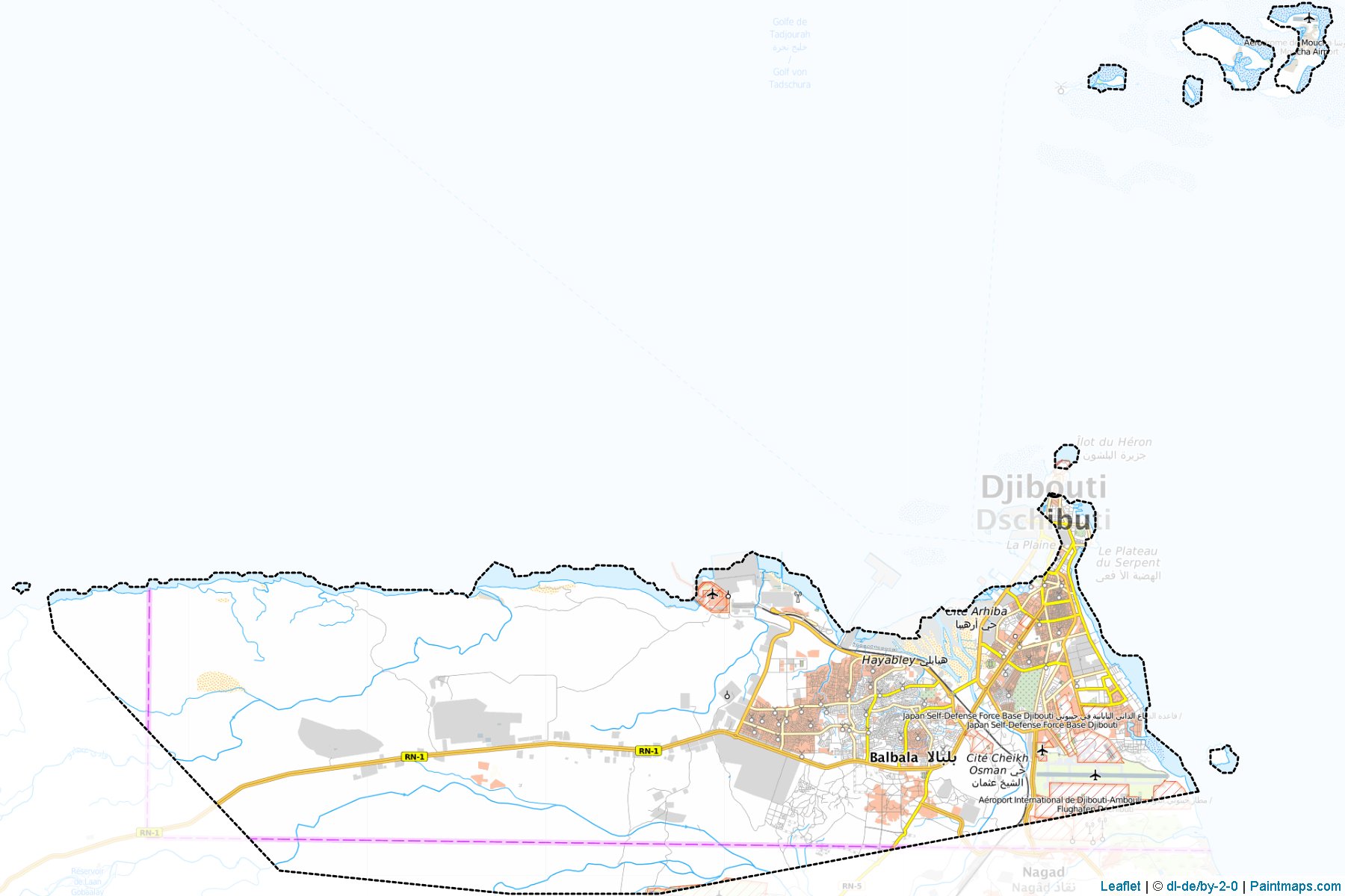 Muestras de recorte de mapas Djibouti (Djibouti)-1