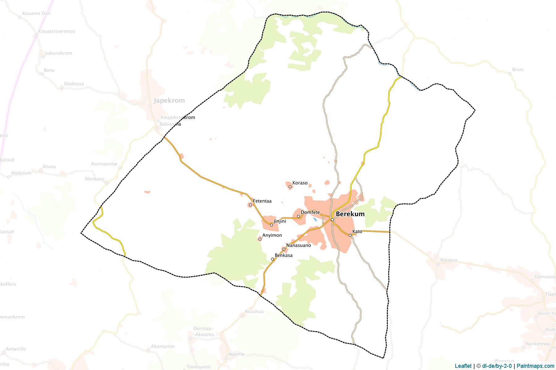 Muestras de recorte de mapas Berekum (Brong Ahafo)-1