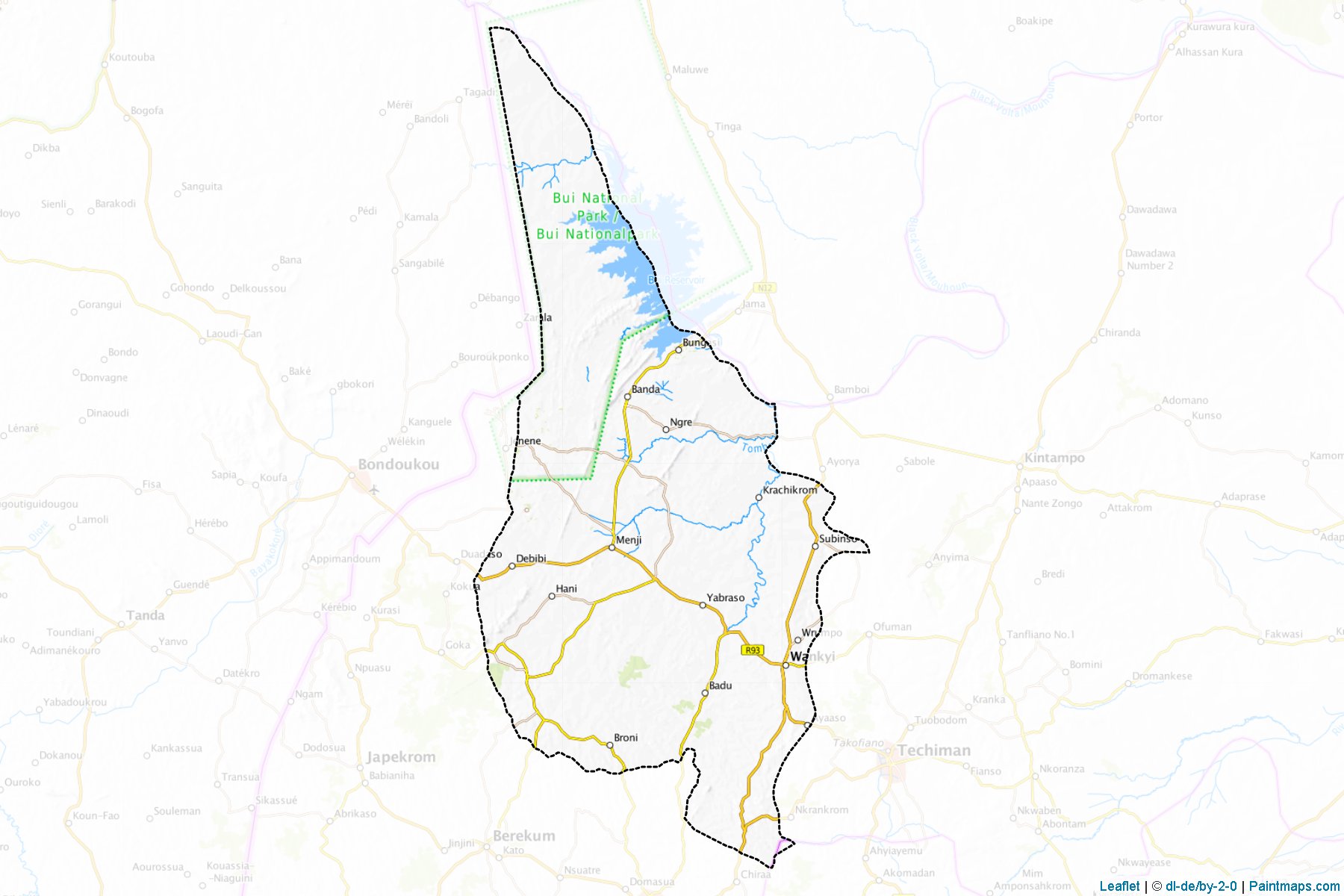 Muestras de recorte de mapas Wenchi (Brong Ahafo)-1