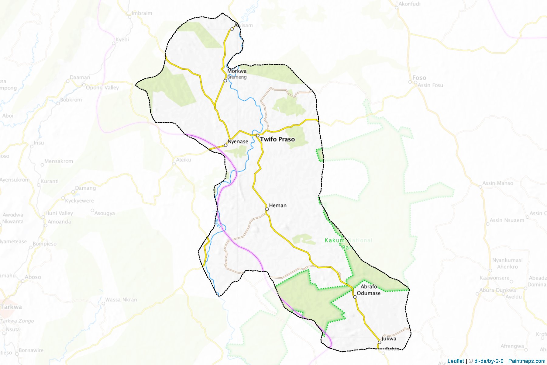 Muestras de recorte de mapas Twifo Heman/ Lower Denkyira (Central)-1