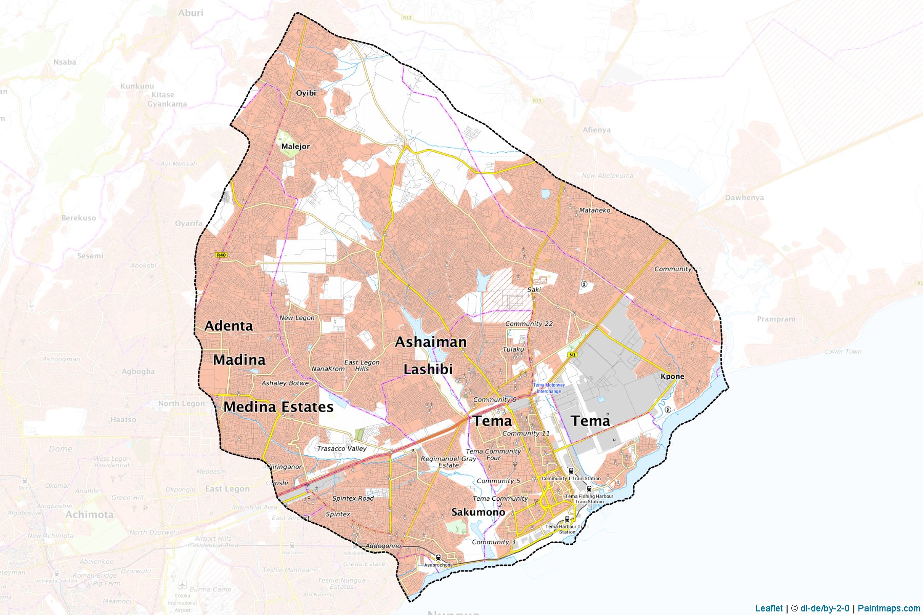 Muestras de recorte de mapas Tema (Greater Accra)-1