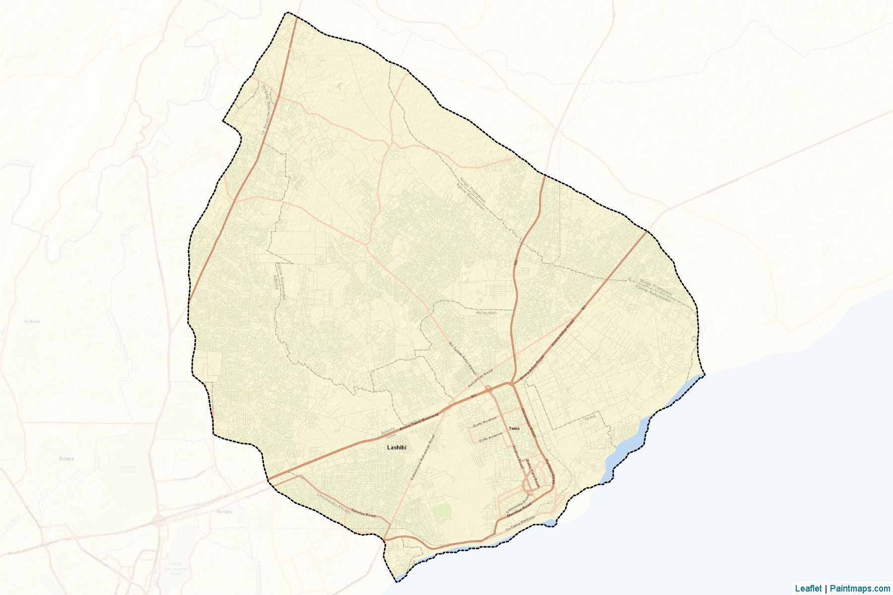 Muestras de recorte de mapas Tema (Greater Accra)-2