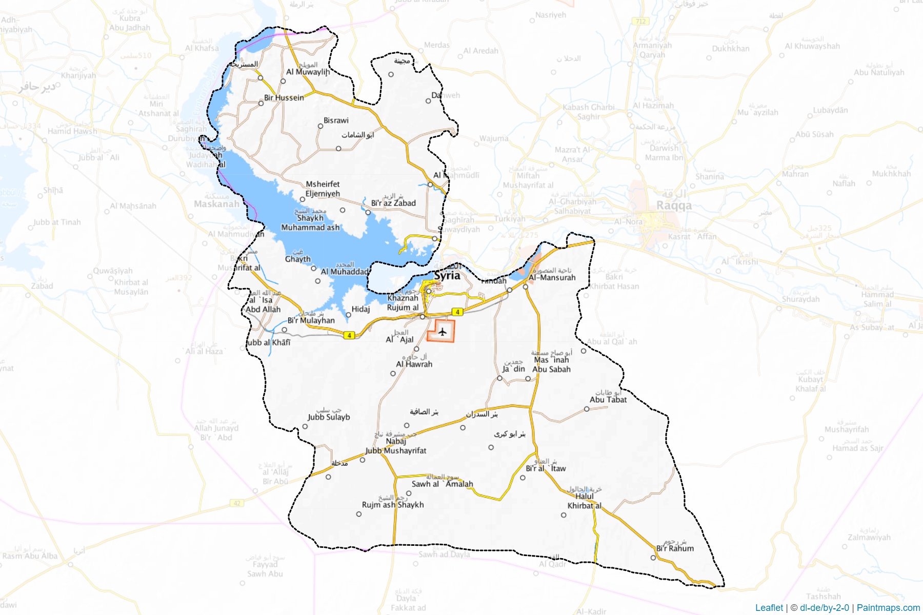 Muestras de recorte de mapas Ath-Thawrah (Ar Raqqah)-1