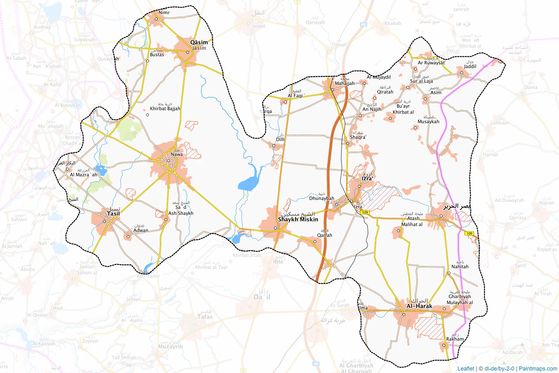 Muestras de recorte de mapas Izra' (Dar`a)-1