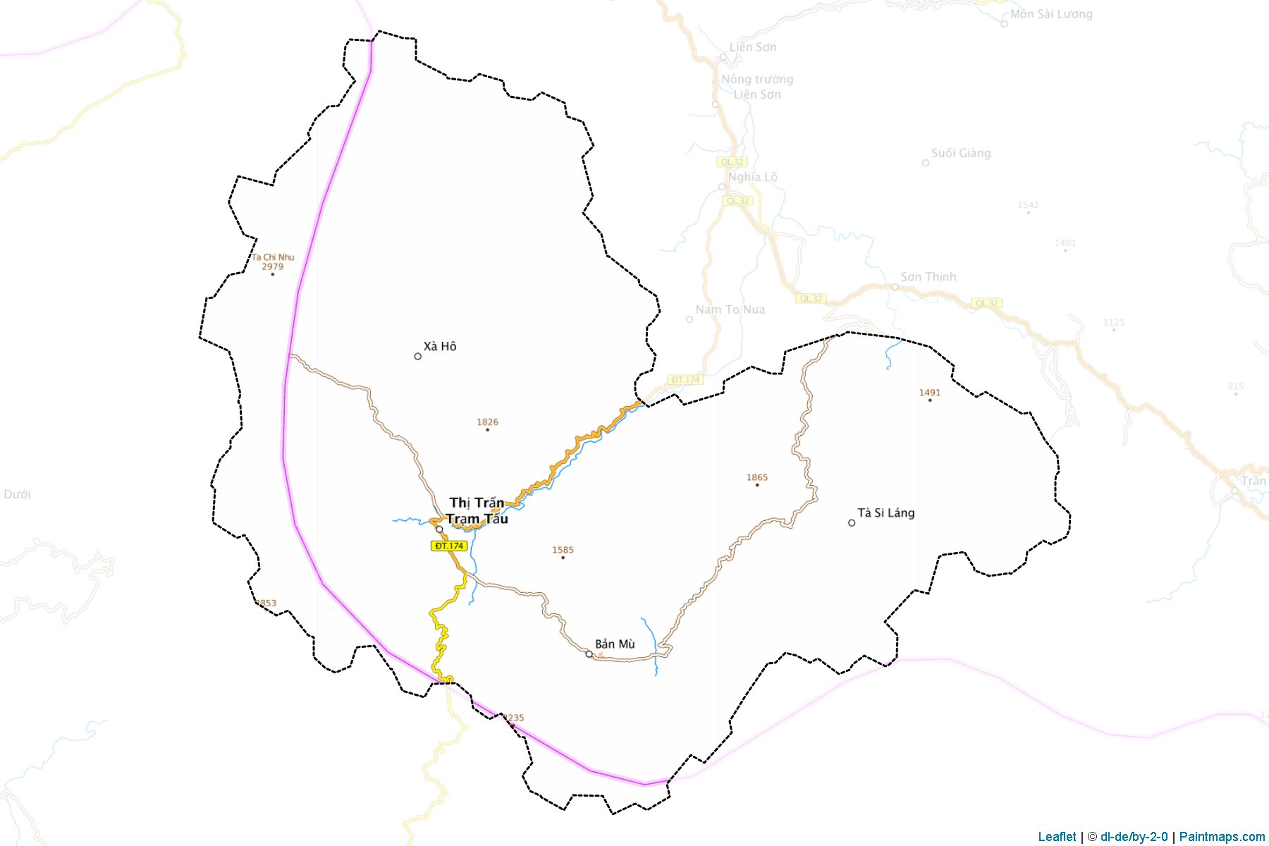 Muestras de recorte de mapas Tram Tau (Yên Bái)-1