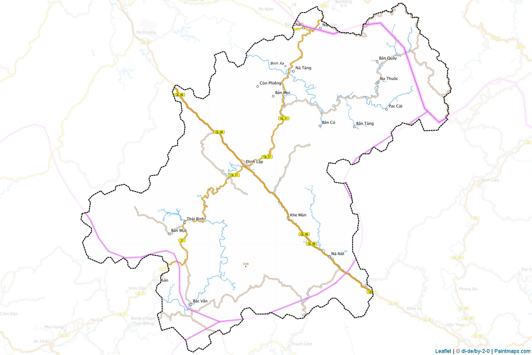 Muestras de recorte de mapas Dinh Lap (Lạng Sơn)-1